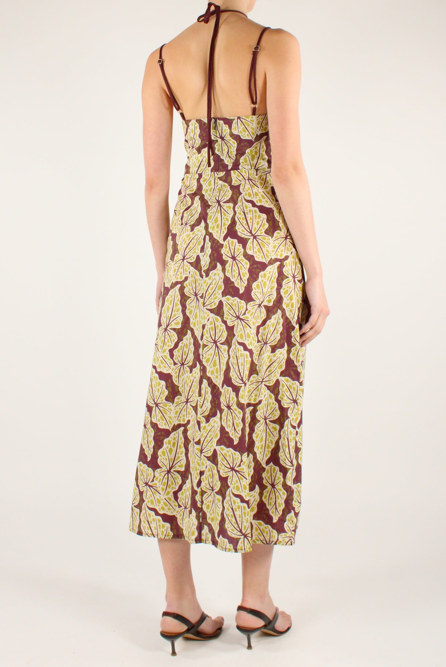 Botanical Print Cotton Midi Dress