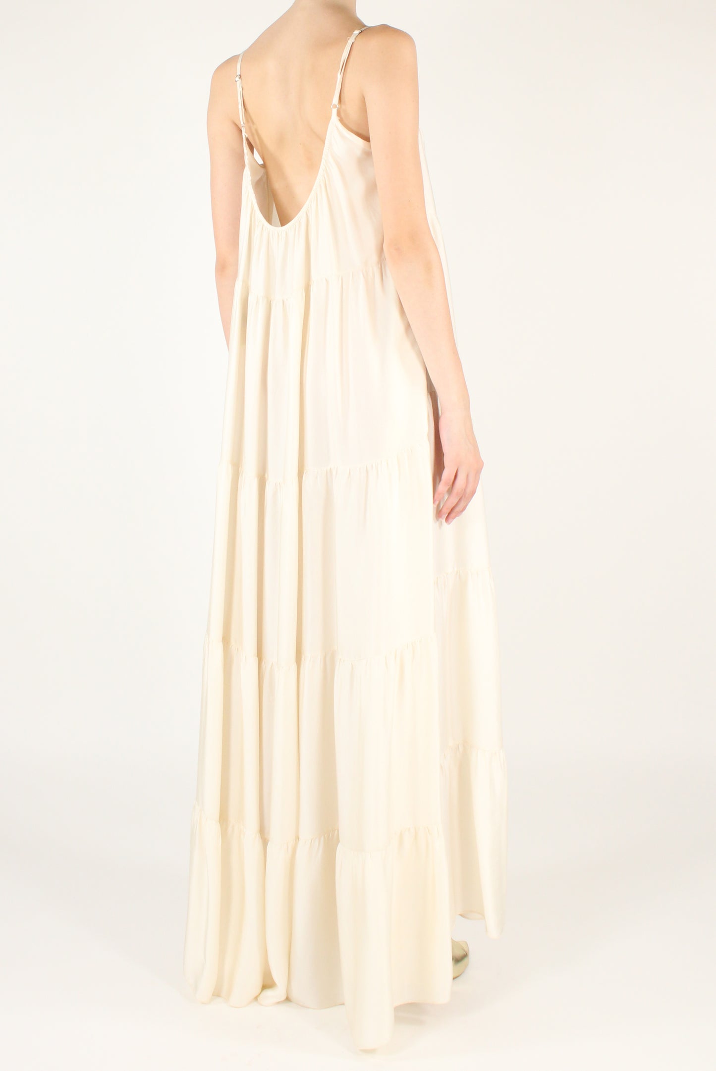 Long Dress with Viscose Ruffles