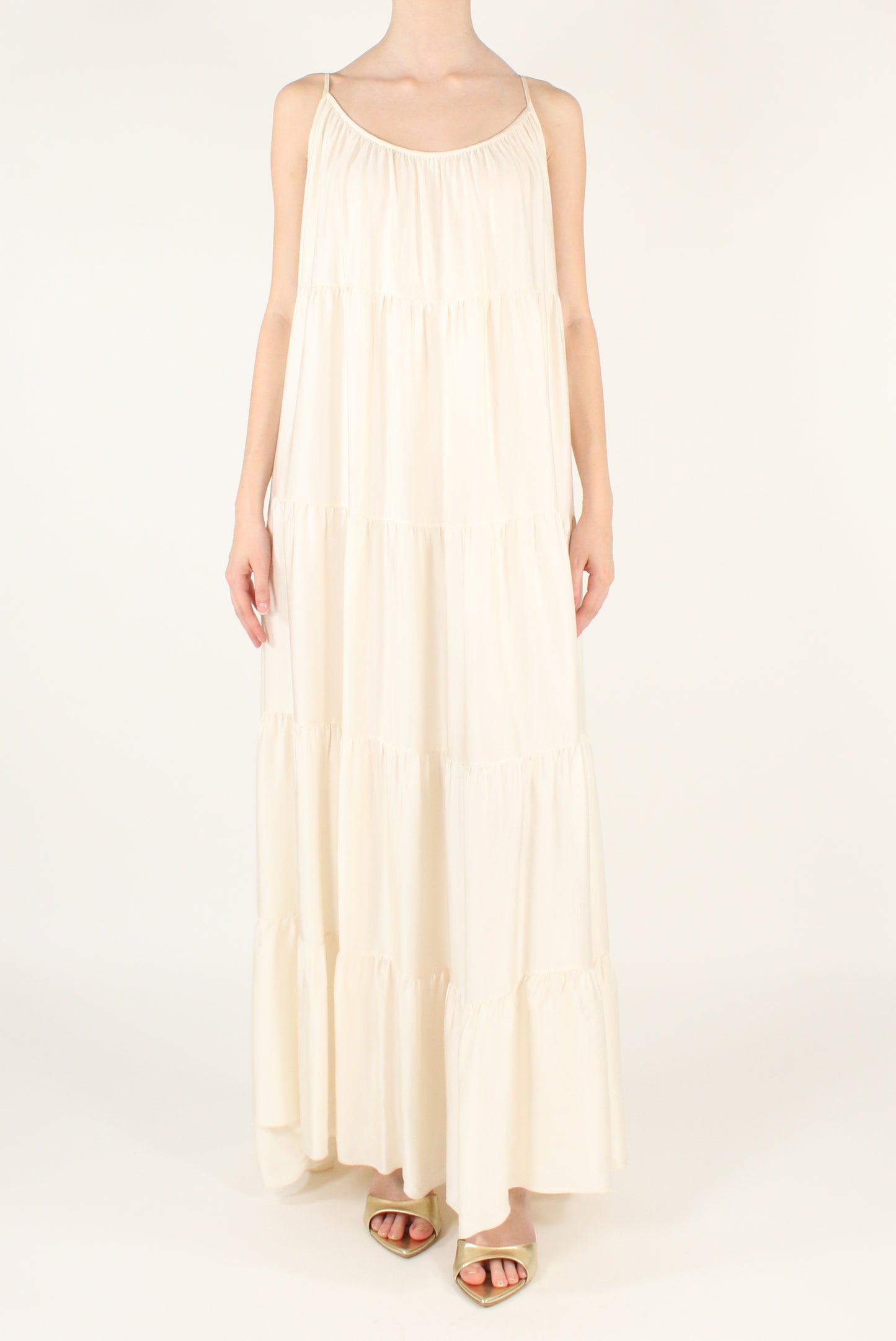 Long Dress with Viscose Ruffles
