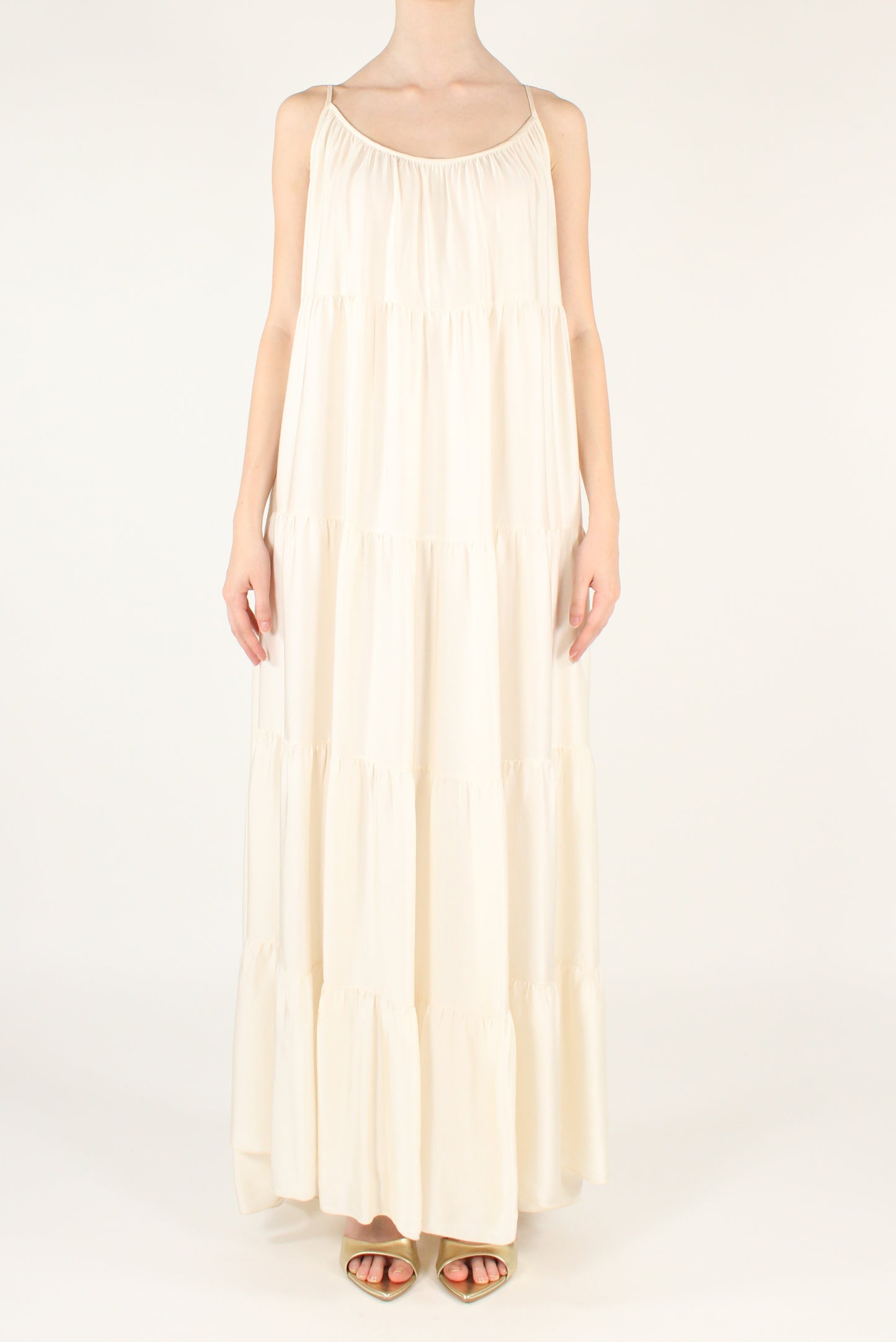 Long Dress with Viscose Ruffles