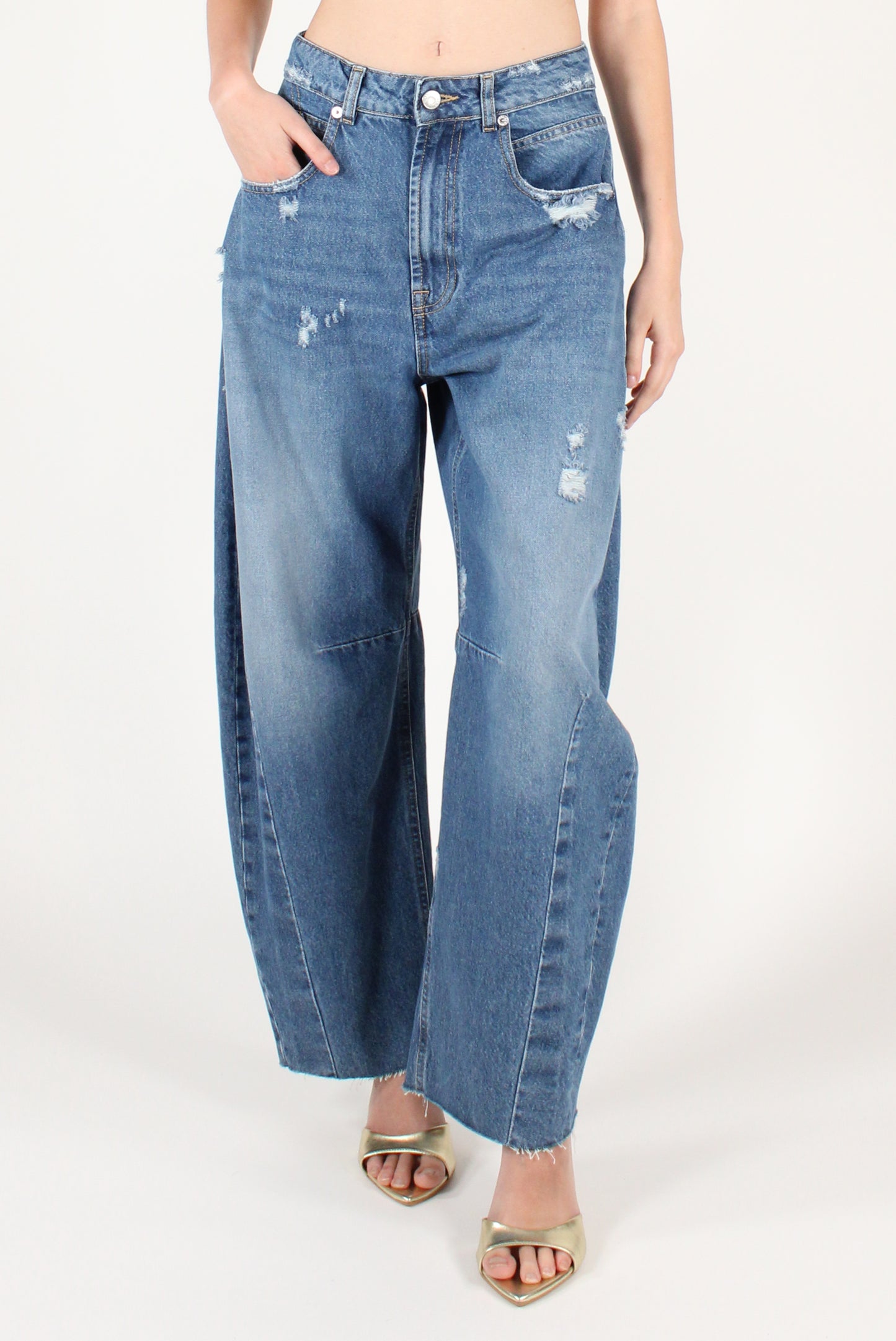 Five Pocket Jeans Balloon Cut with Rips