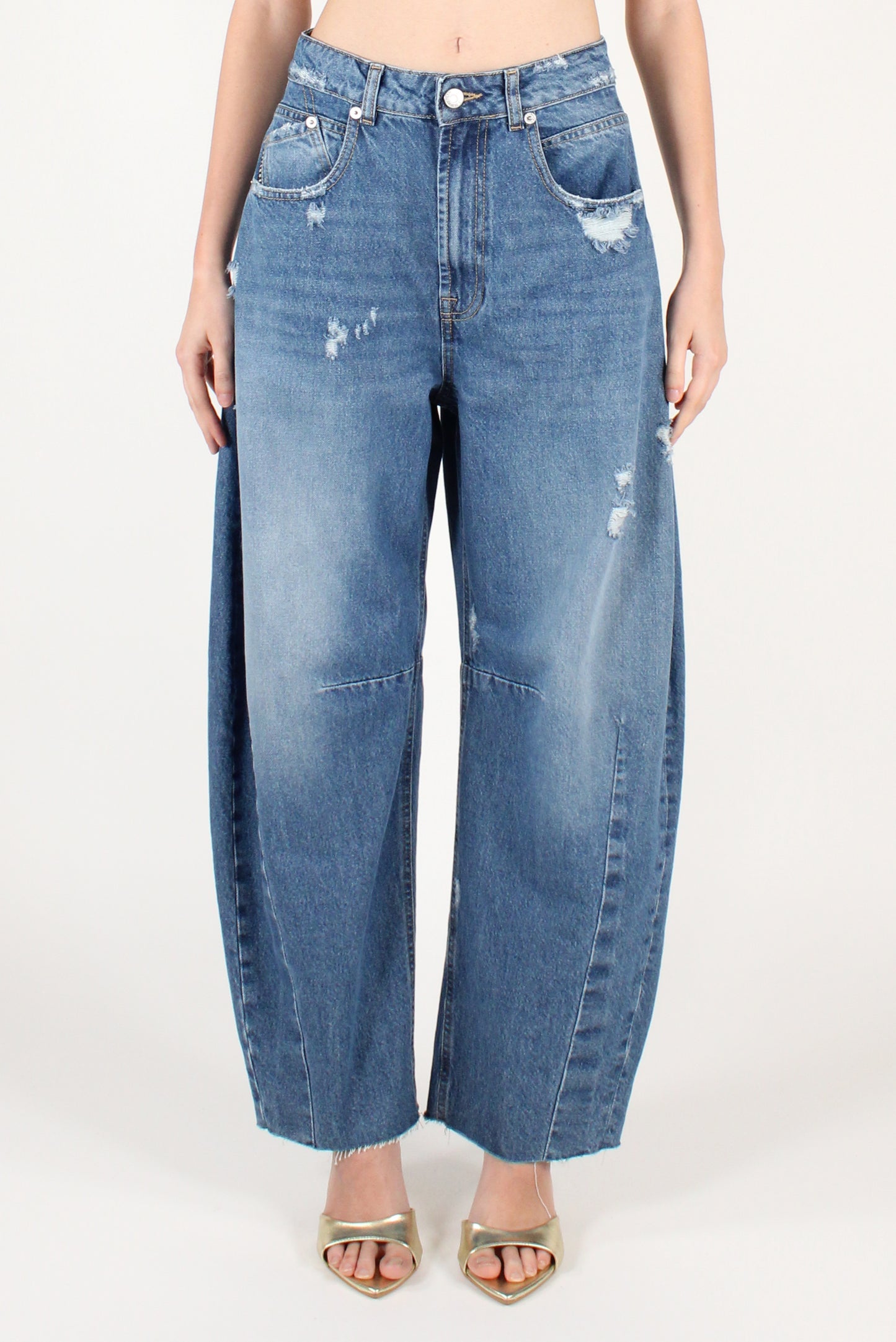 Five Pocket Jeans Balloon Cut with Rips
