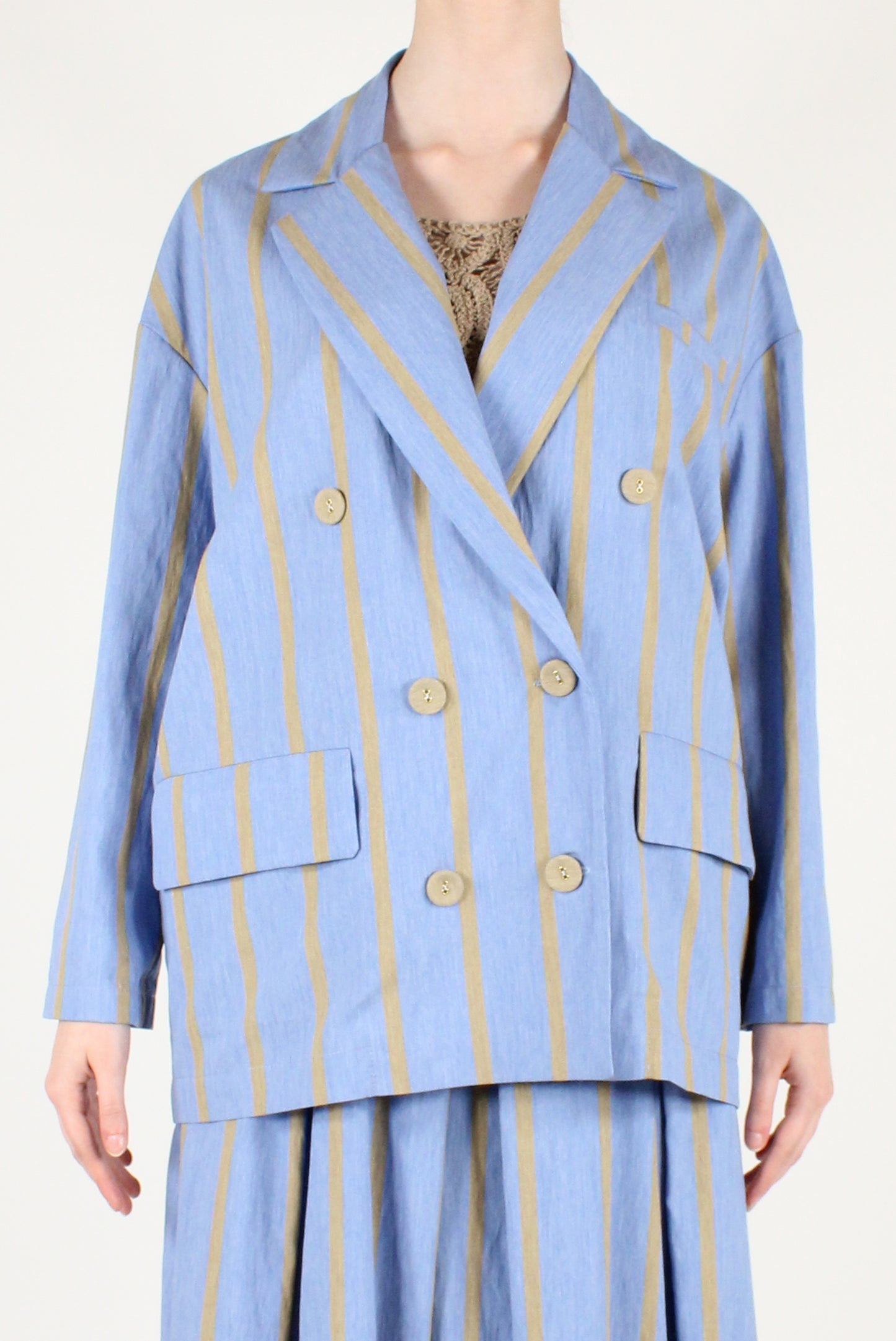 Blazer Over Doppiopetto a Righe Verticali