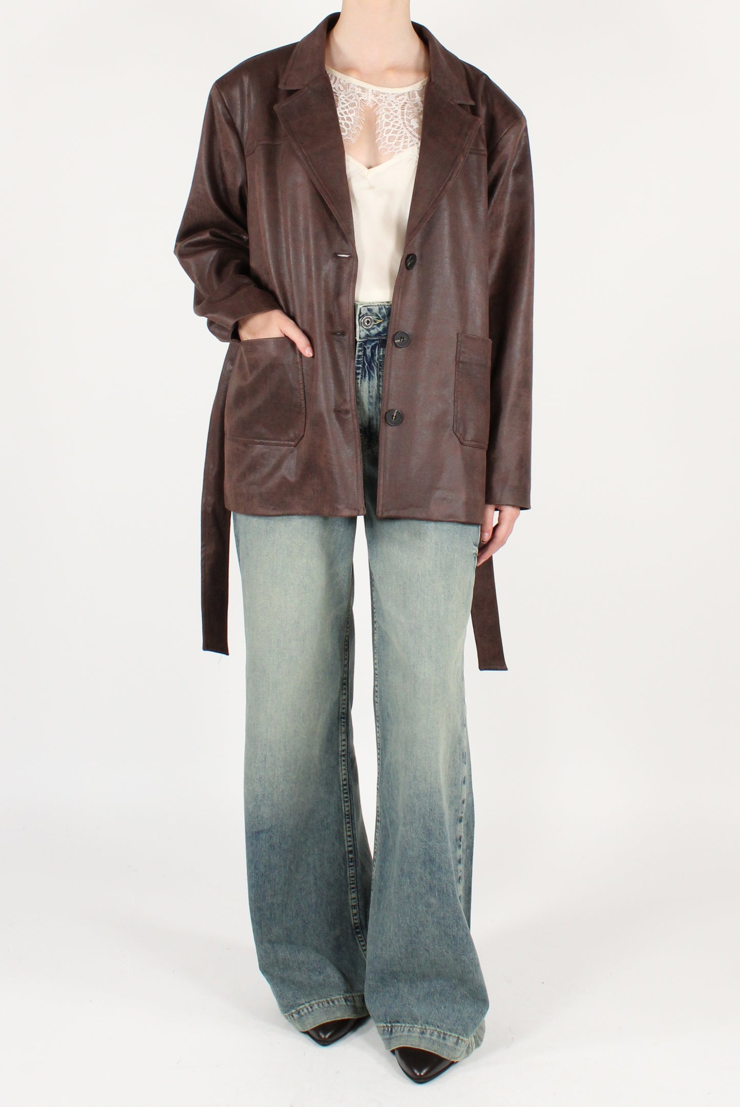Blazer in Ecopelle con Cintura