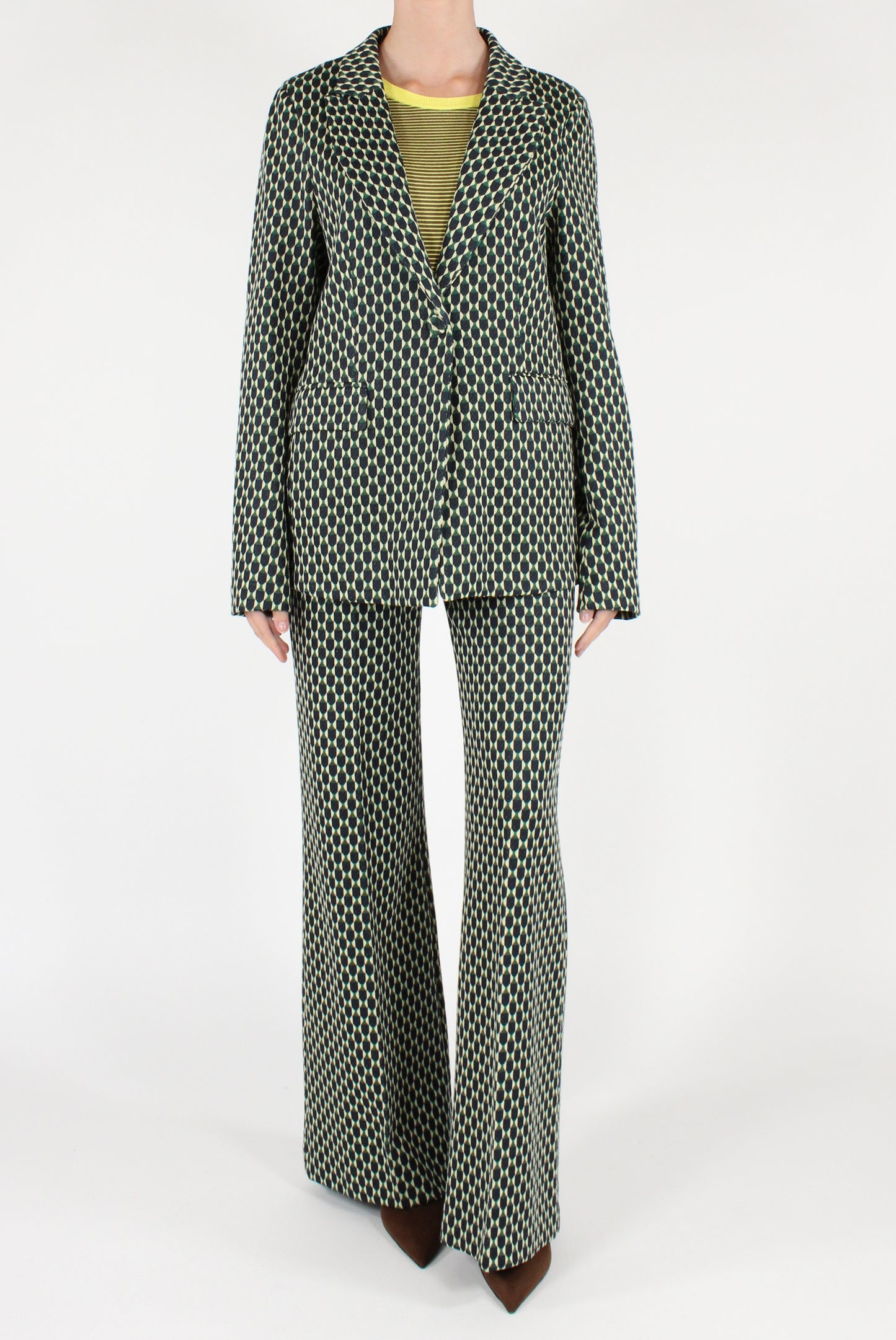 Blazer Monopetto a Fantasia Geometrica