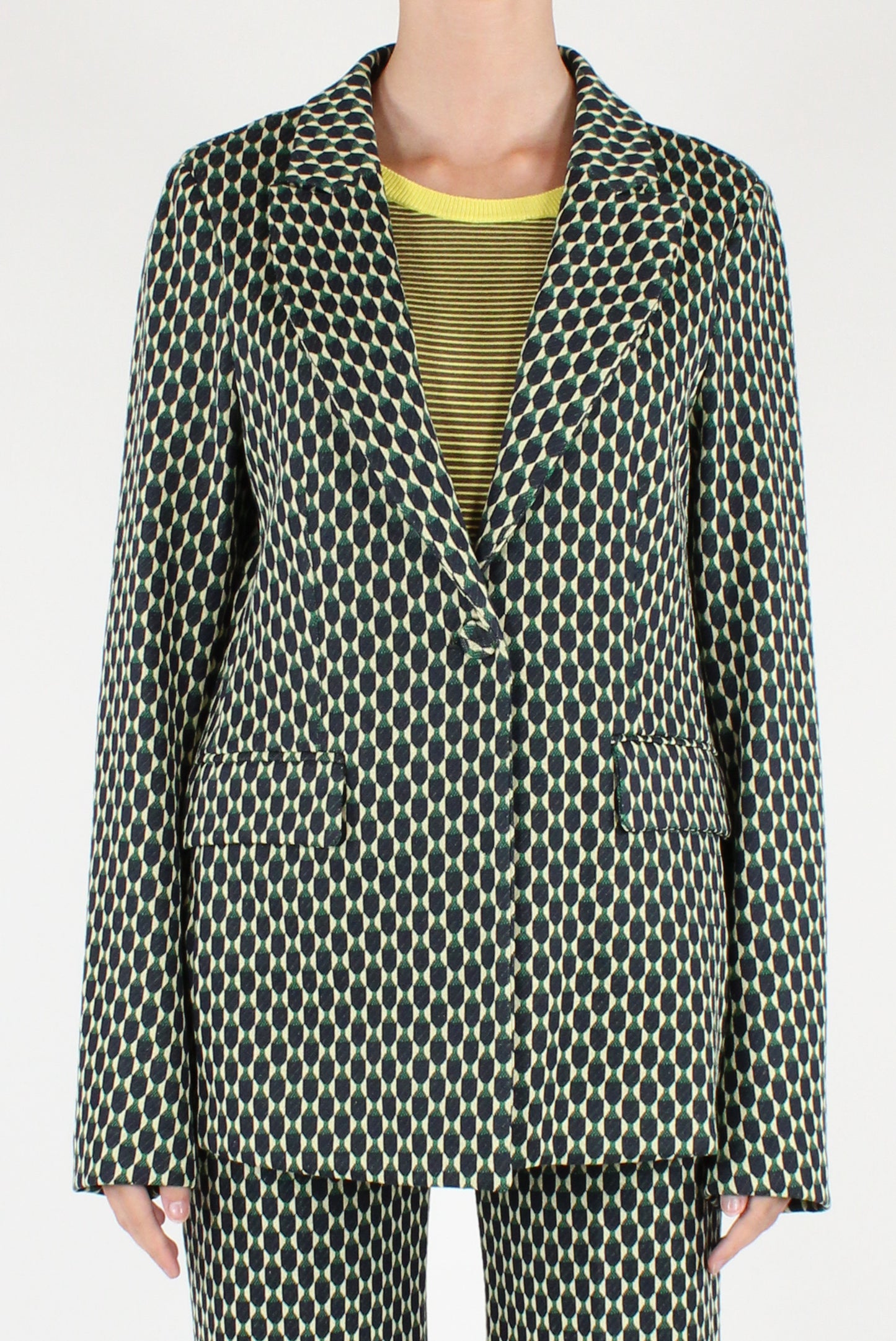 Blazer Monopetto a Fantasia Geometrica