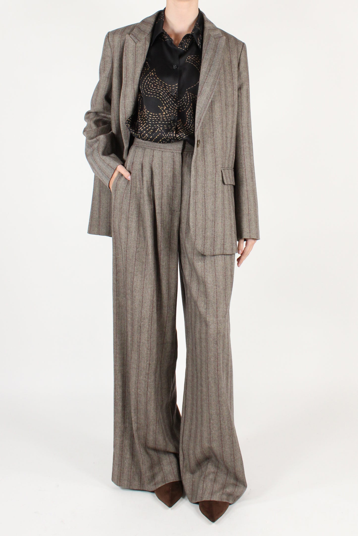 Pantaloni a Palazzo Gessati con Pinces