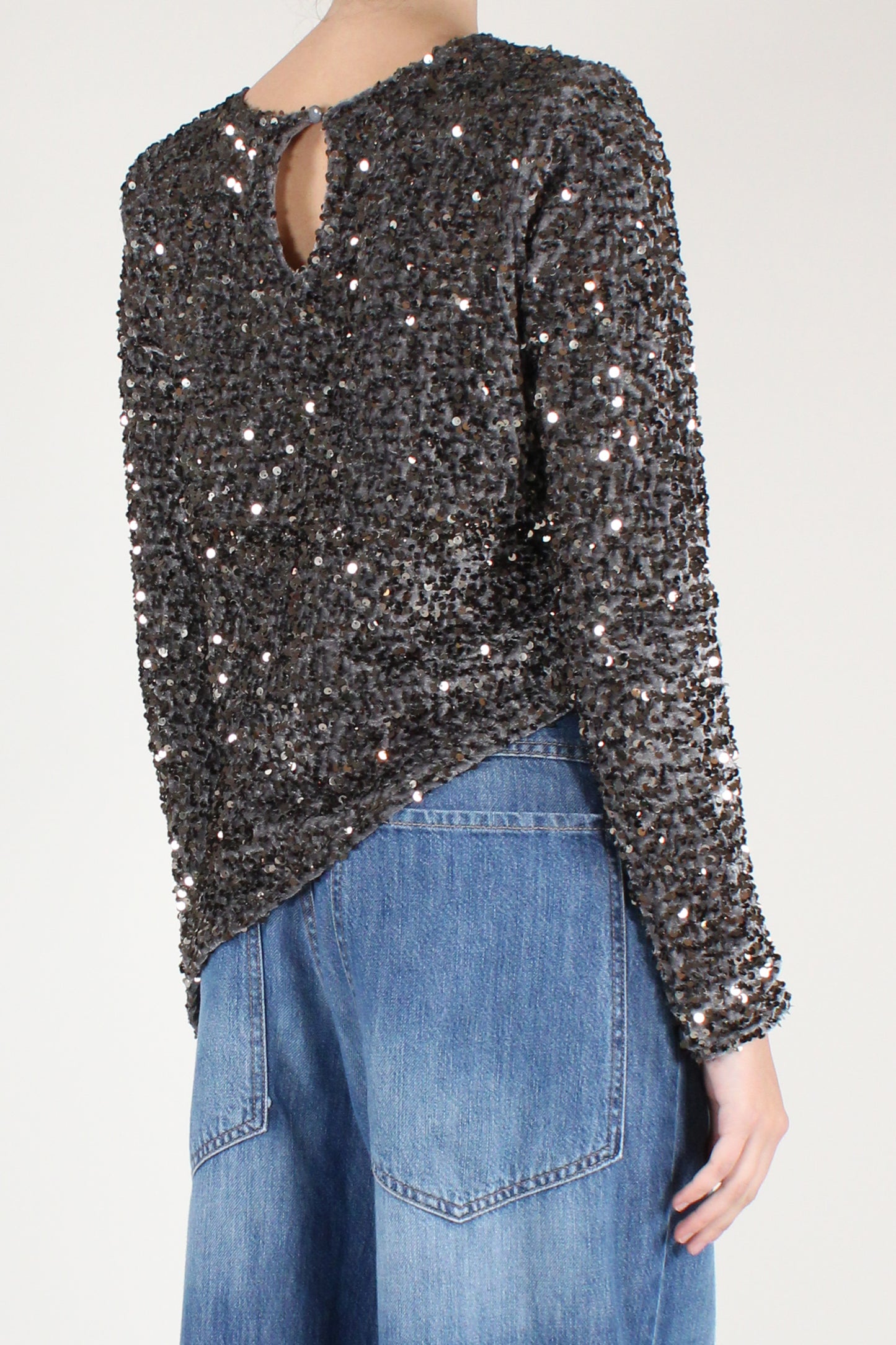 Blusa Asimmetrica in Paillettes