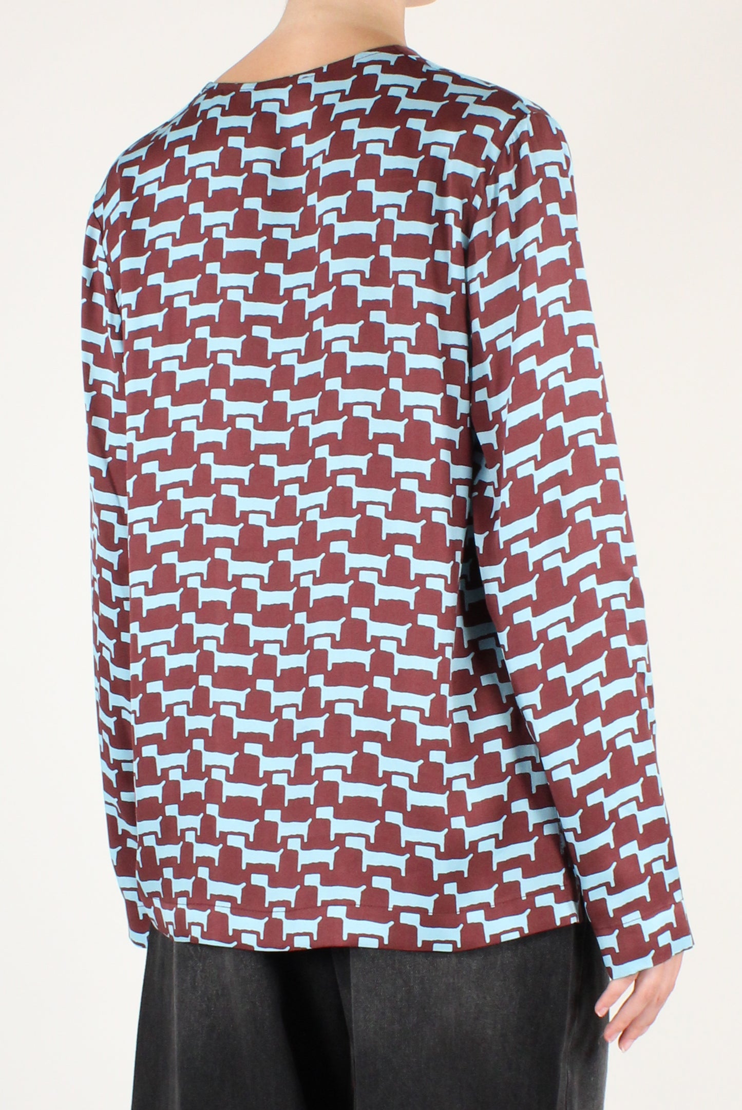 Blusa Scollo a V Stampa Bassotti Stilizzati
