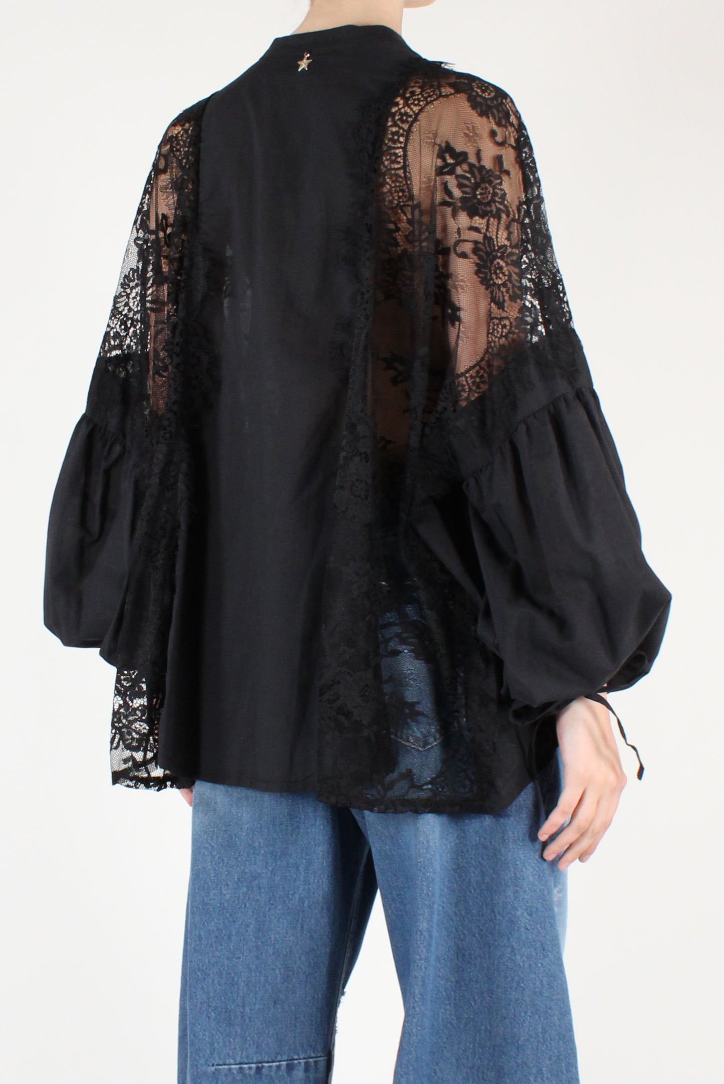 Blusa Over in Mussola con Pizzo