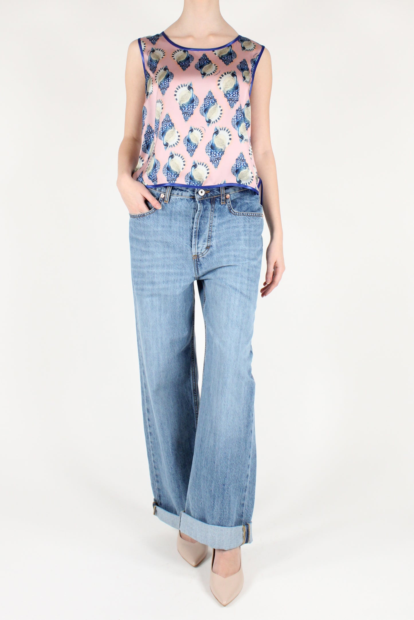Blusa Over Stampa Conchiglie