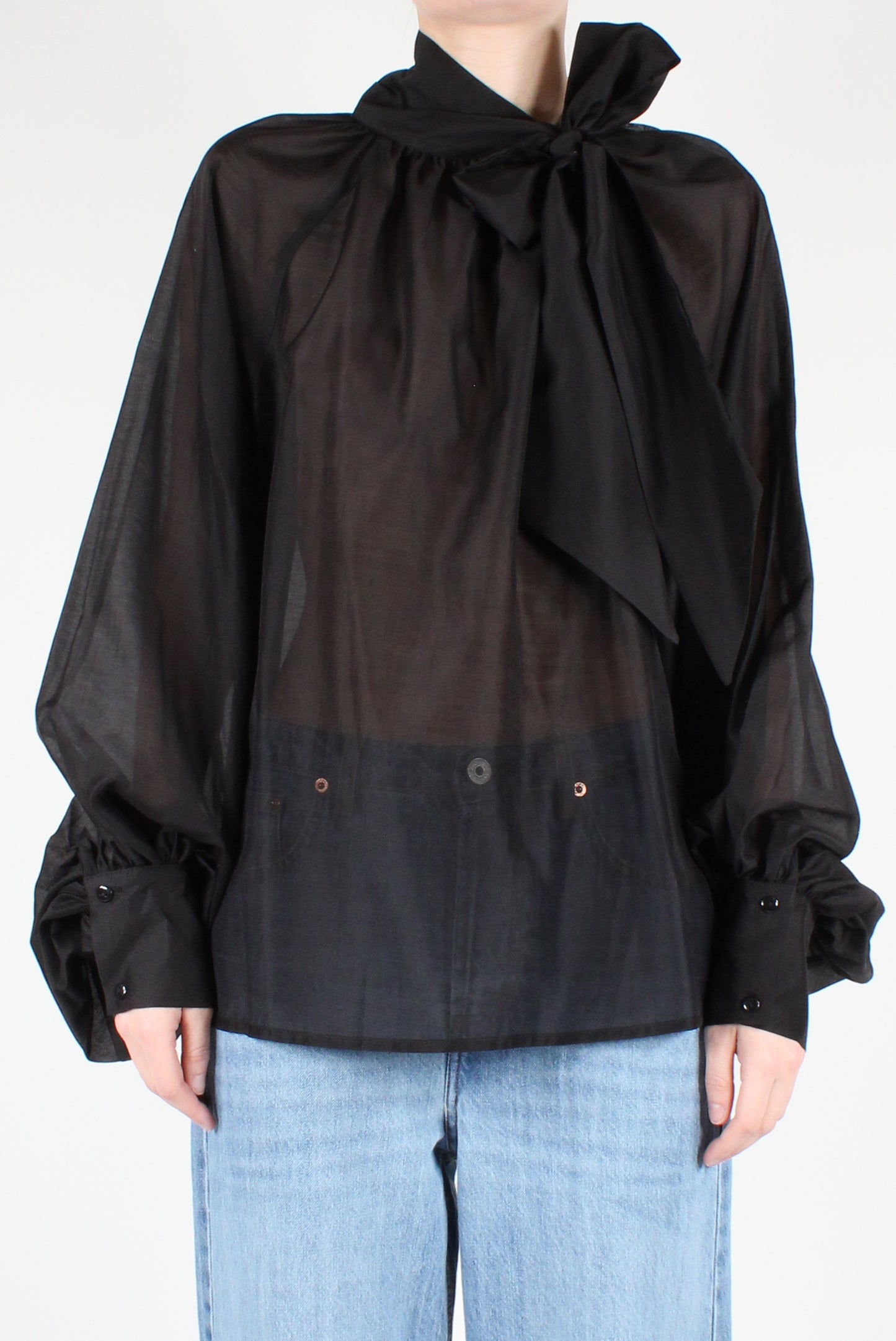Blusa Over con Fiocco Tinta Unita