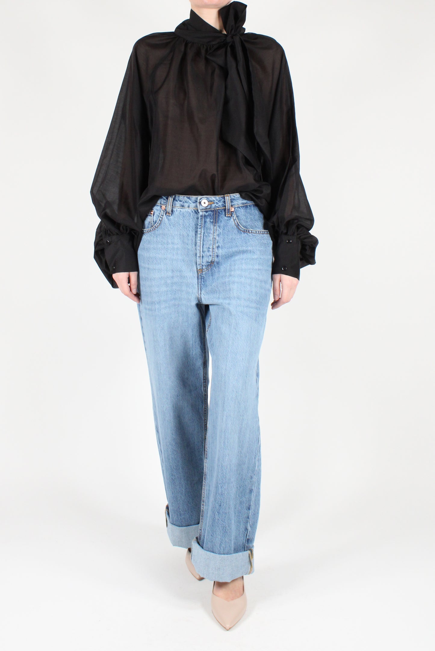 Blusa Over con Fiocco Tinta Unita
