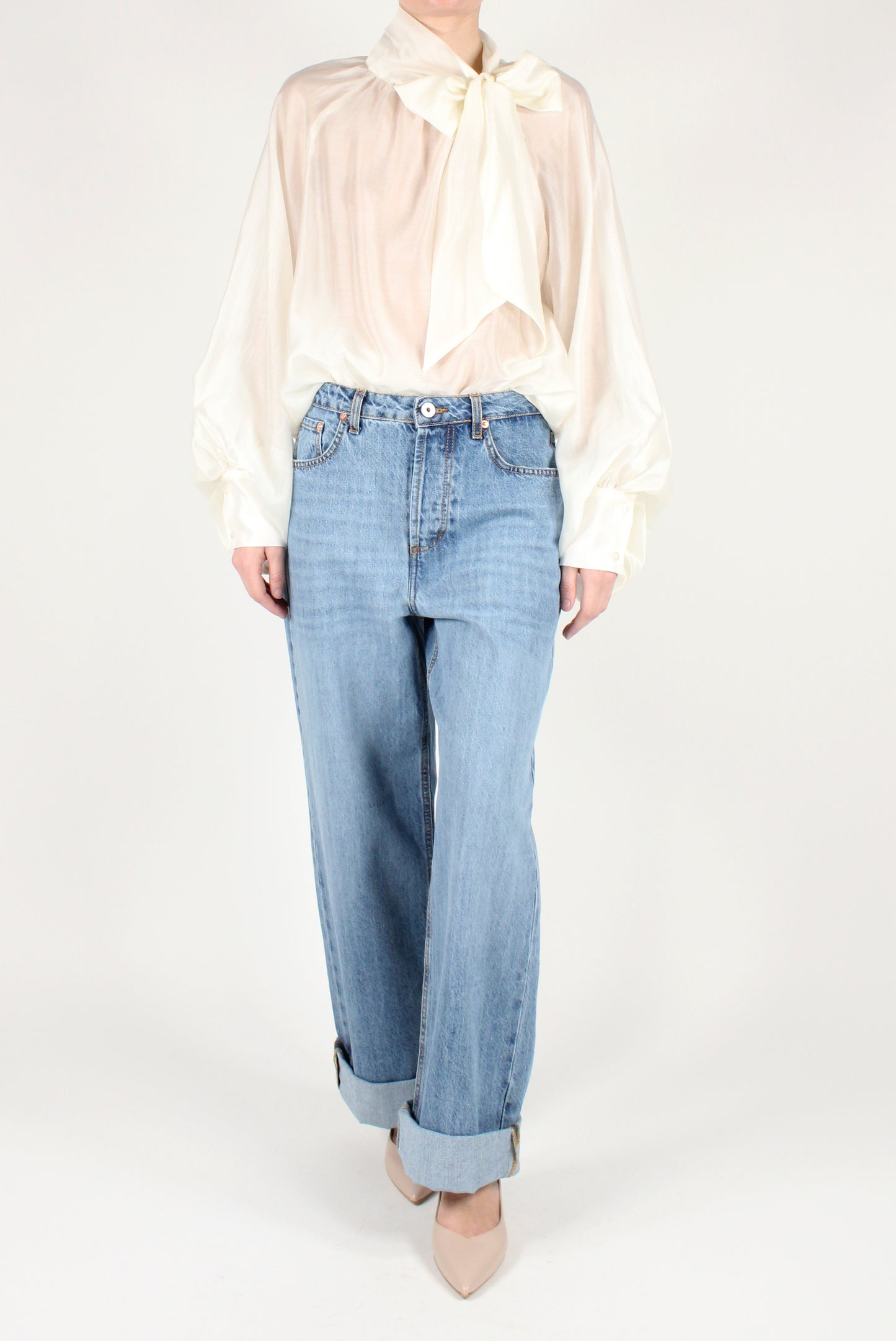 Blusa Over con Fiocco Tinta Unita