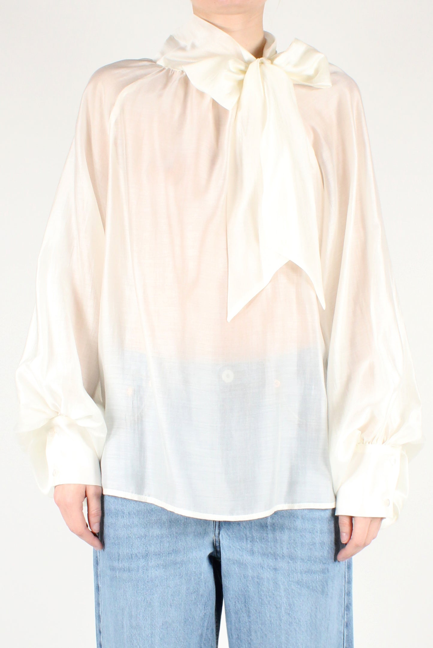 Blusa Over con Fiocco Tinta Unita