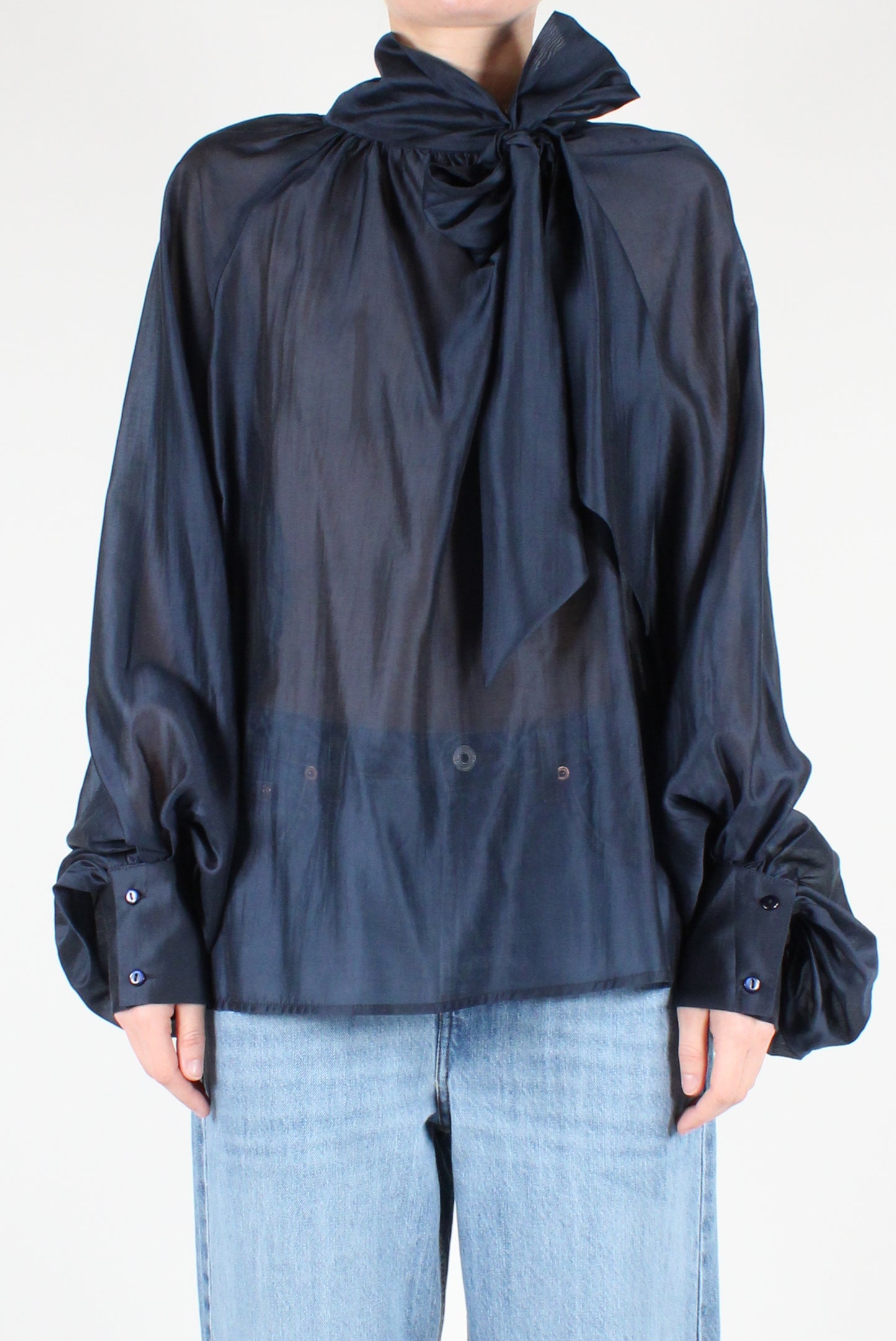 Blusa Over con Fiocco Tinta Unita