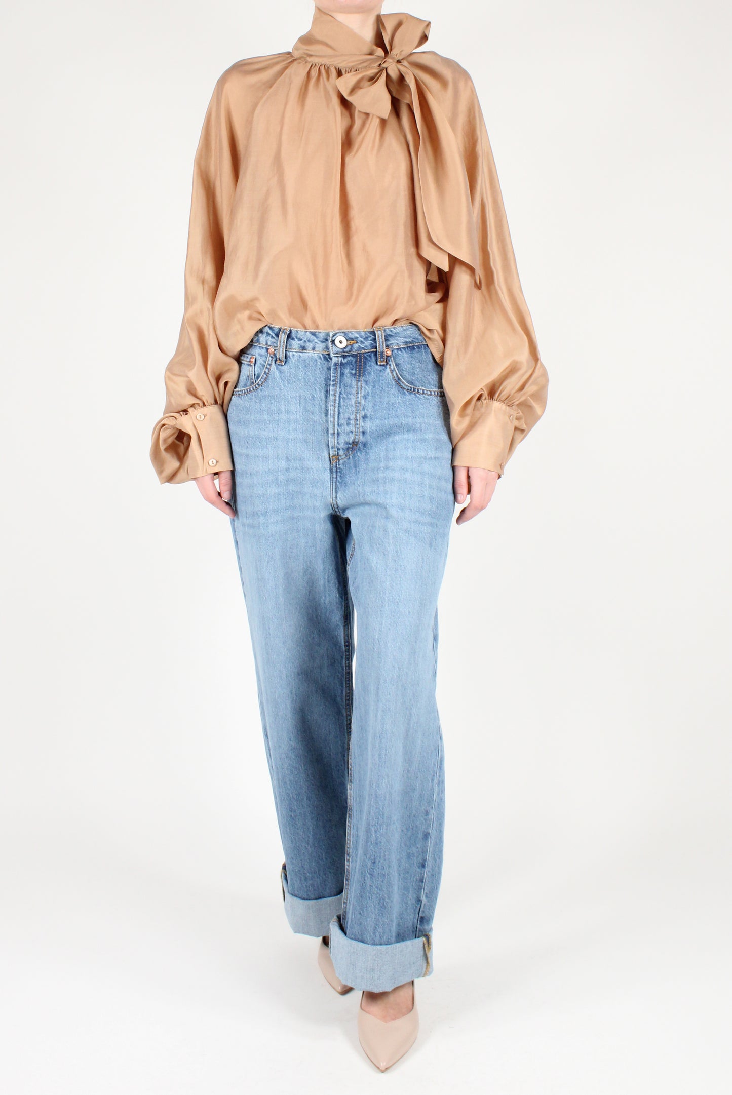 Blusa Over con Fiocco Tinta Unita