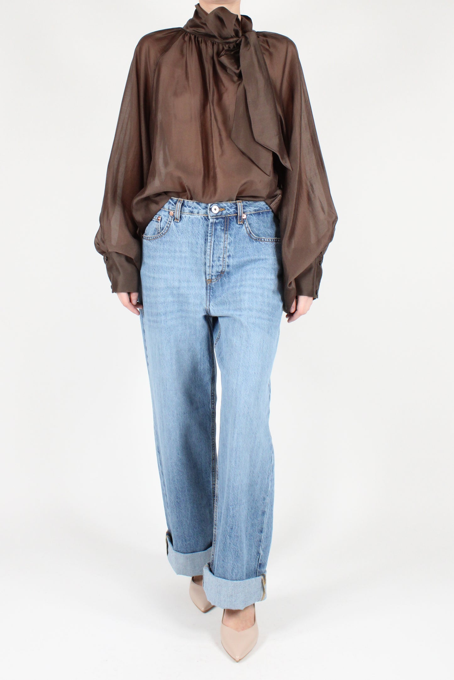 Blusa Over con Fiocco Tinta Unita