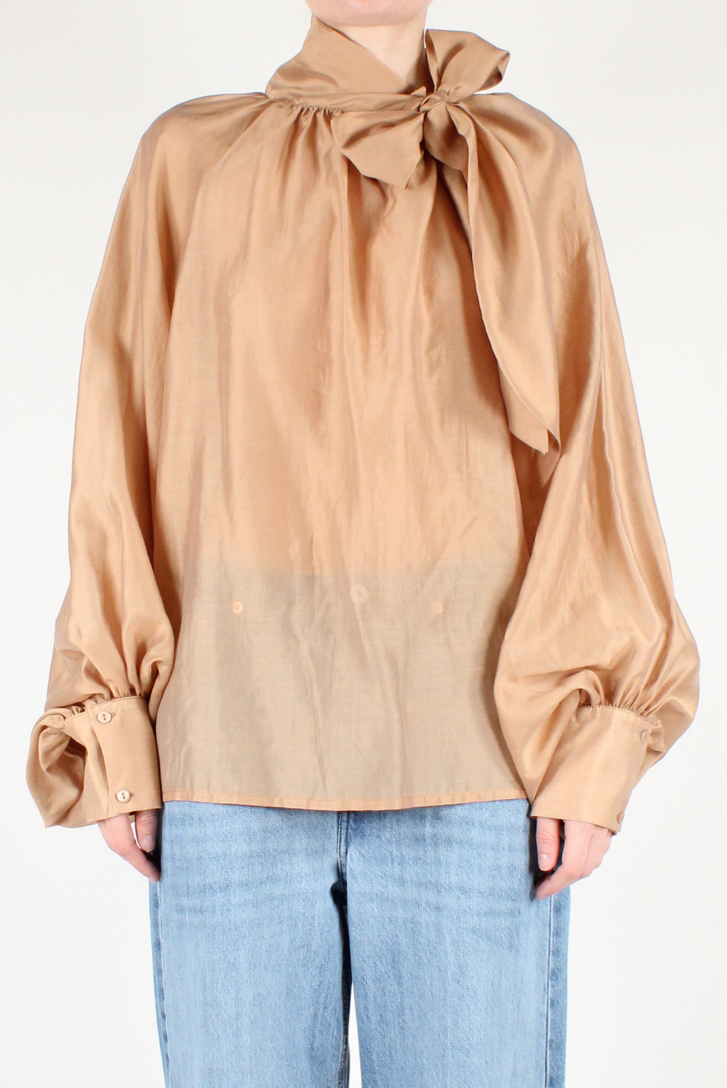 Blusa Over con Fiocco Tinta Unita