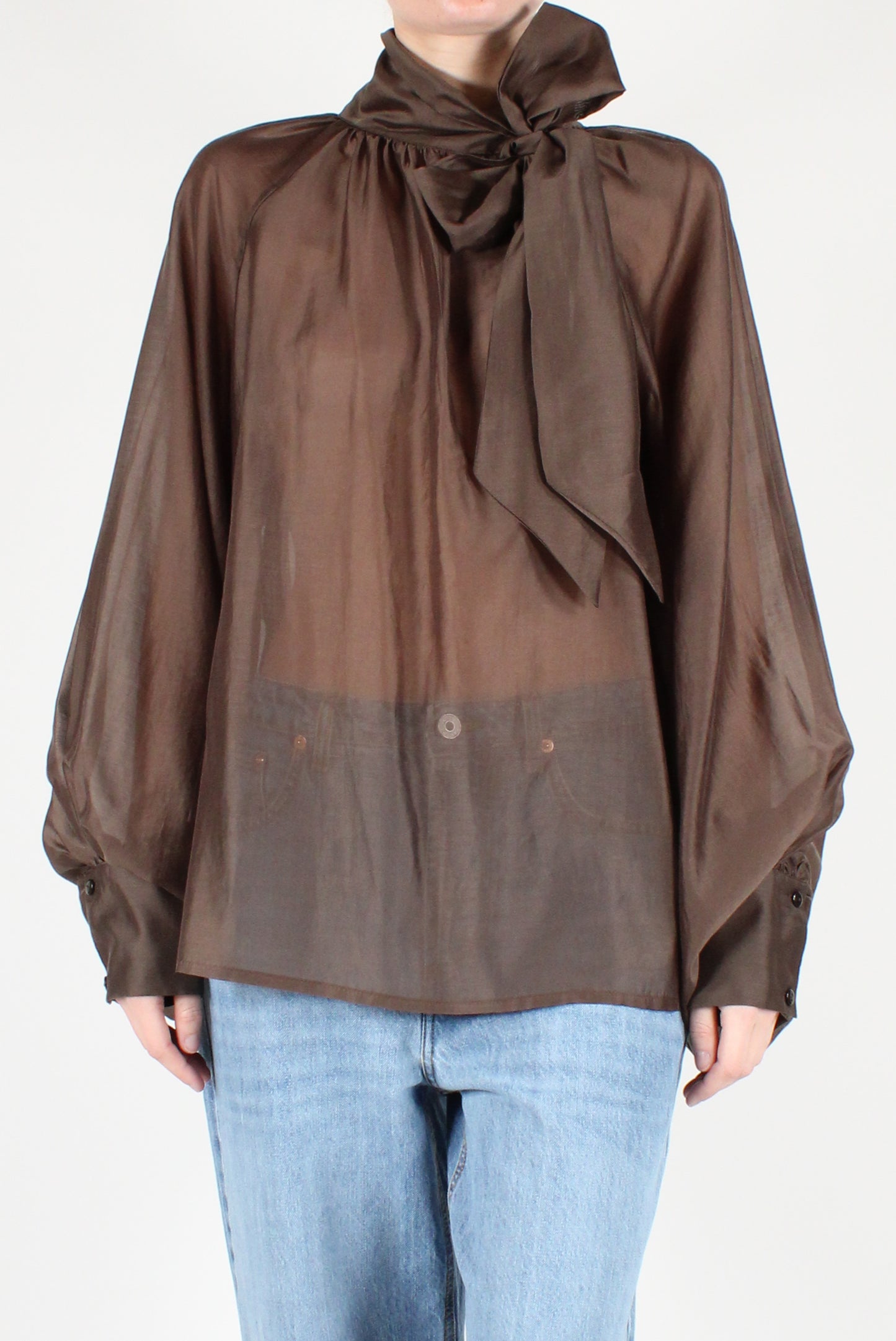 Blusa Over con Fiocco Tinta Unita