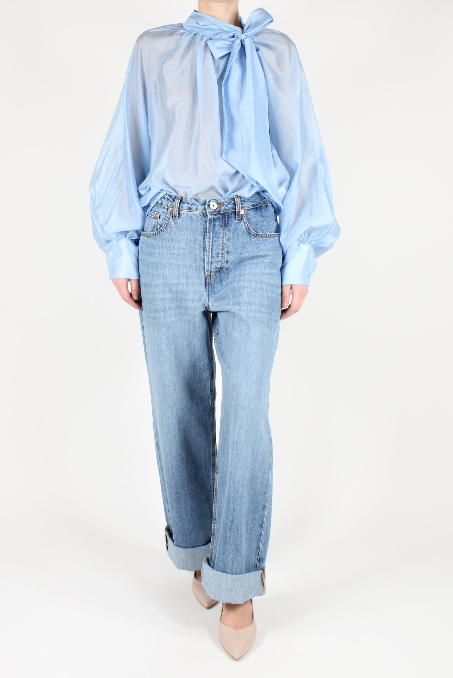 Blusa Over con Fiocco Tinta Unita