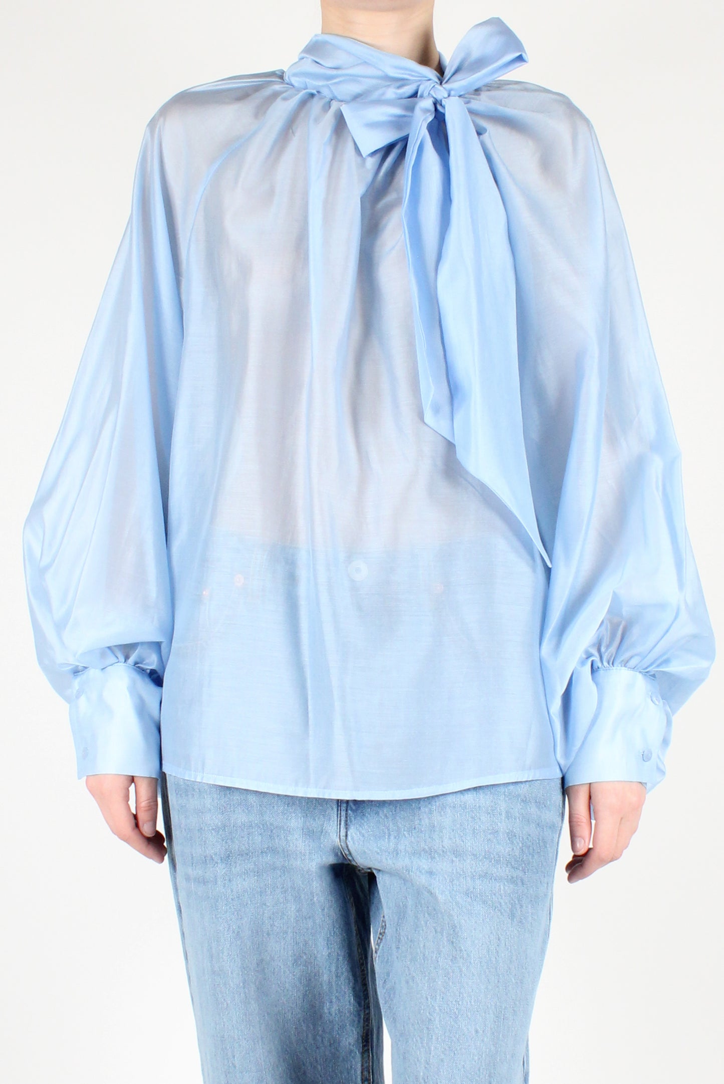 Blusa Over con Fiocco Tinta Unita