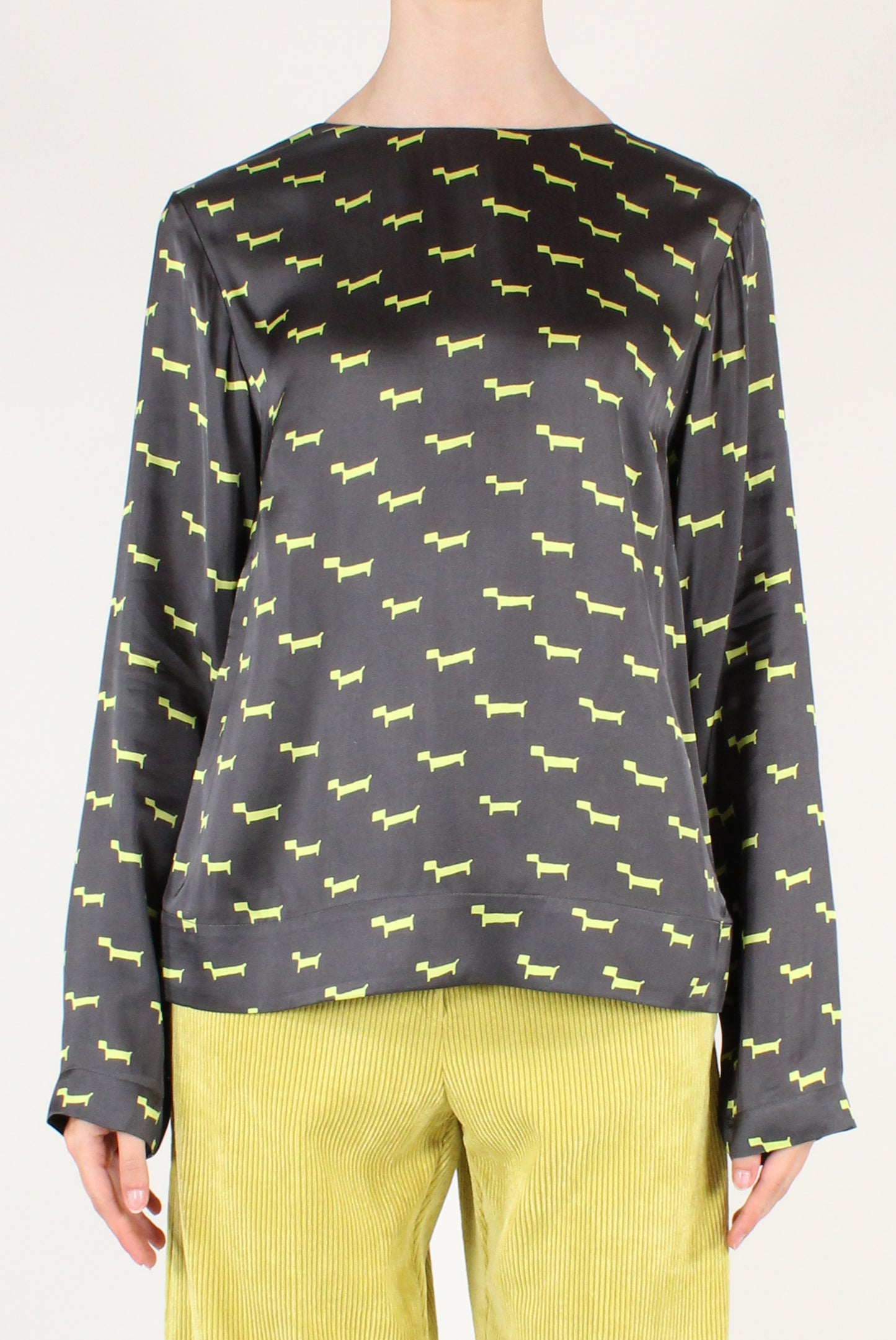 Blusa Girocollo Stampa Bassotti Stilizzati
