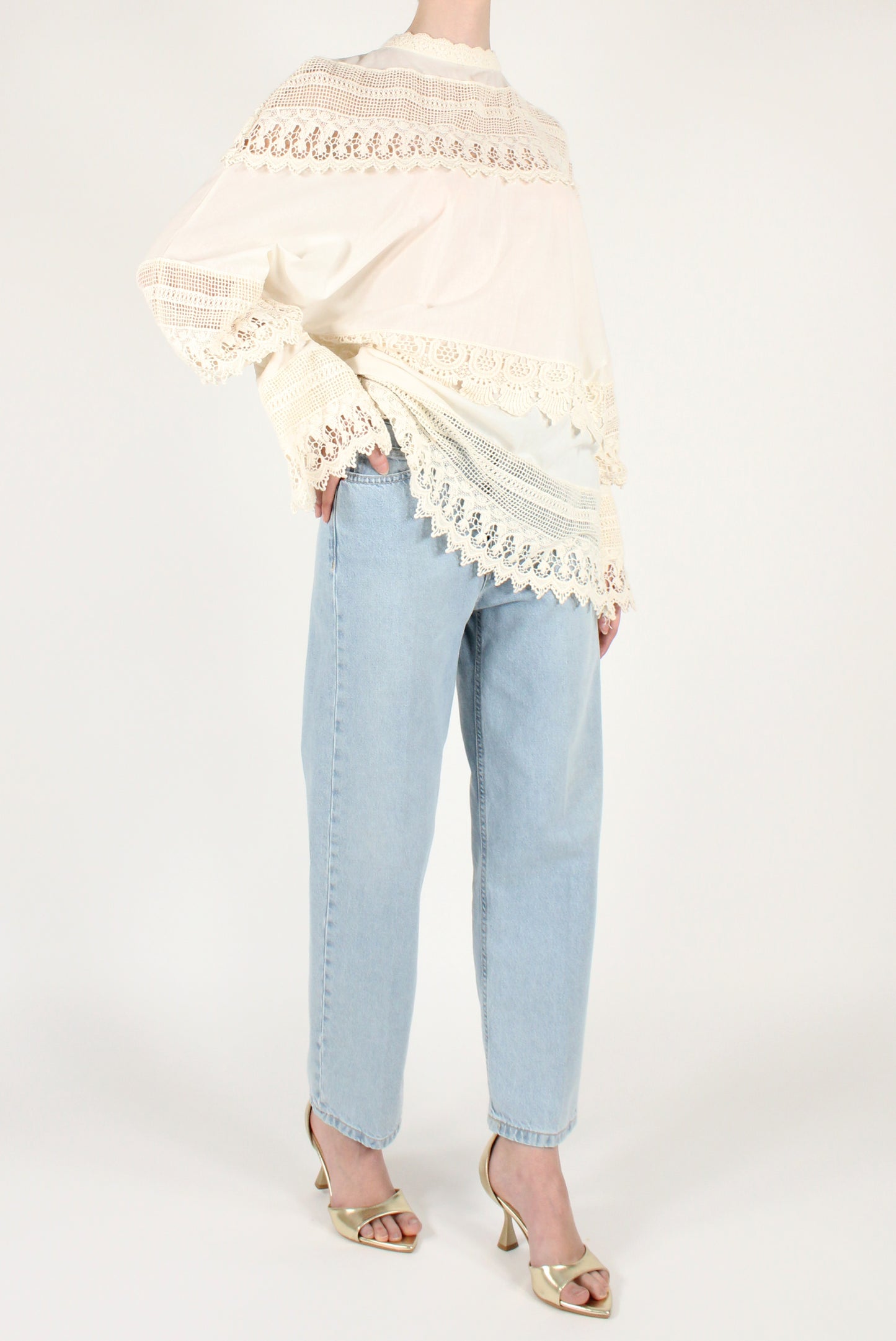 Blusa in Cotone con Pizzo