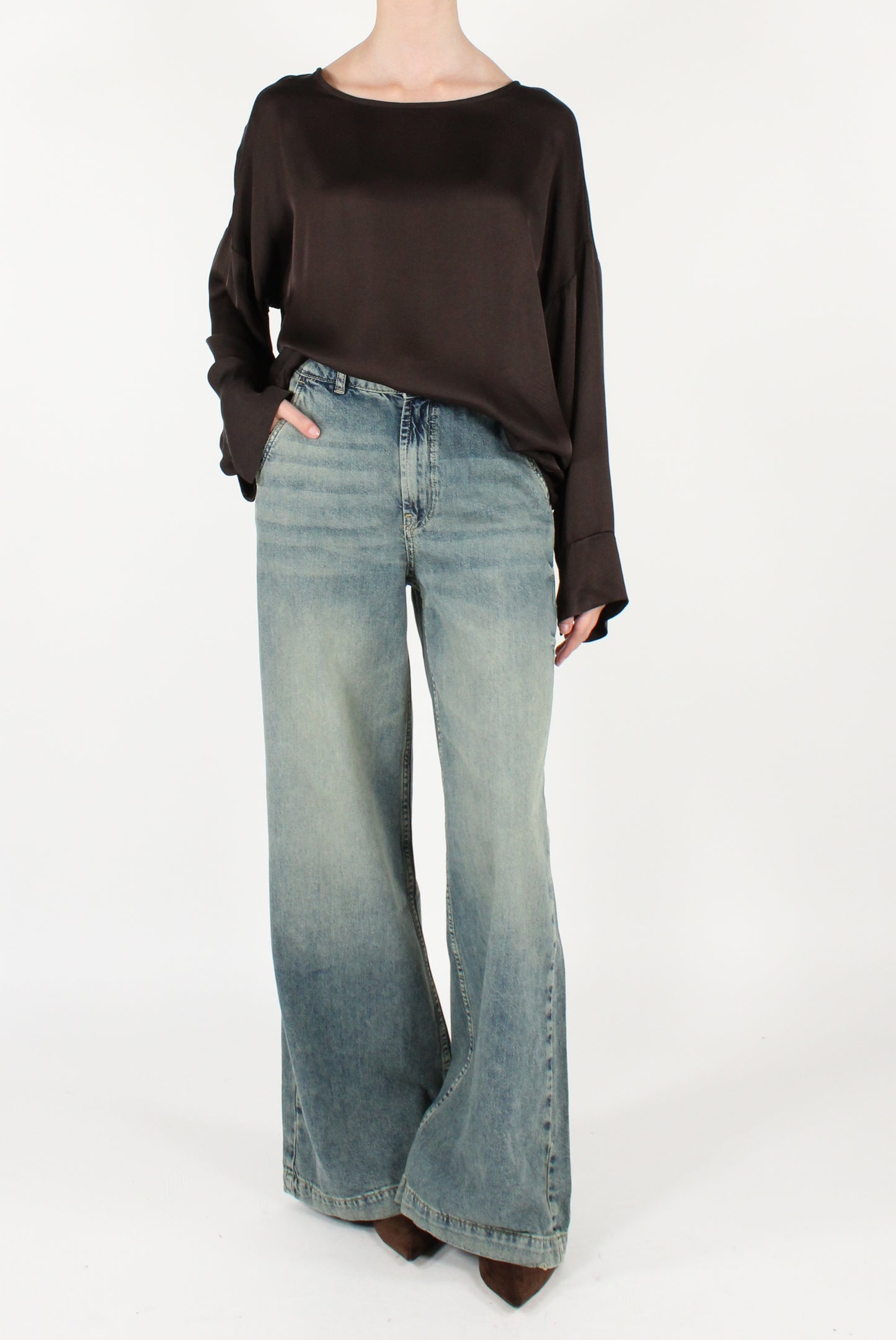 Blusa Scollo a Barca in Viscosa