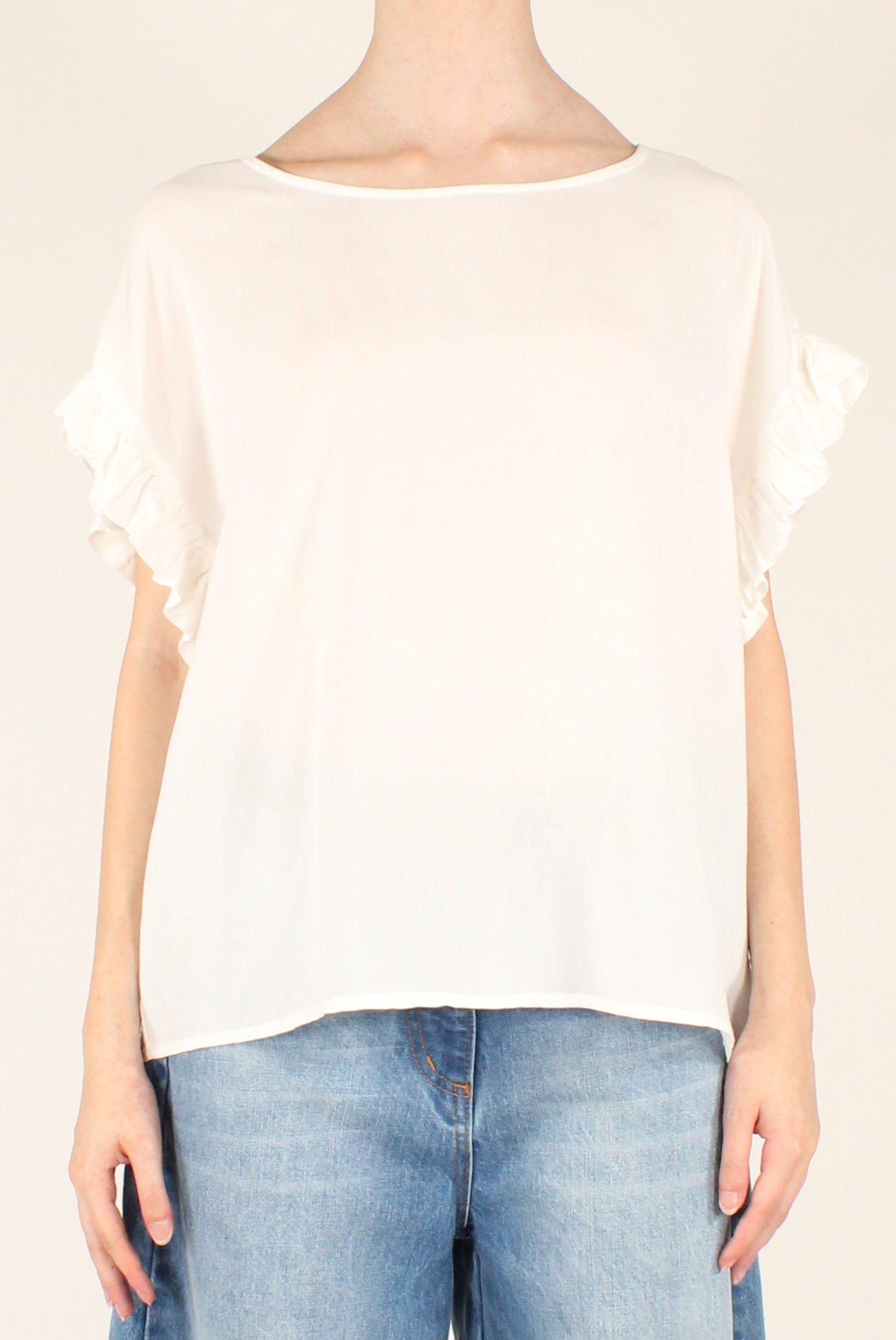 Oversized Blouse with Viscose Ruffles