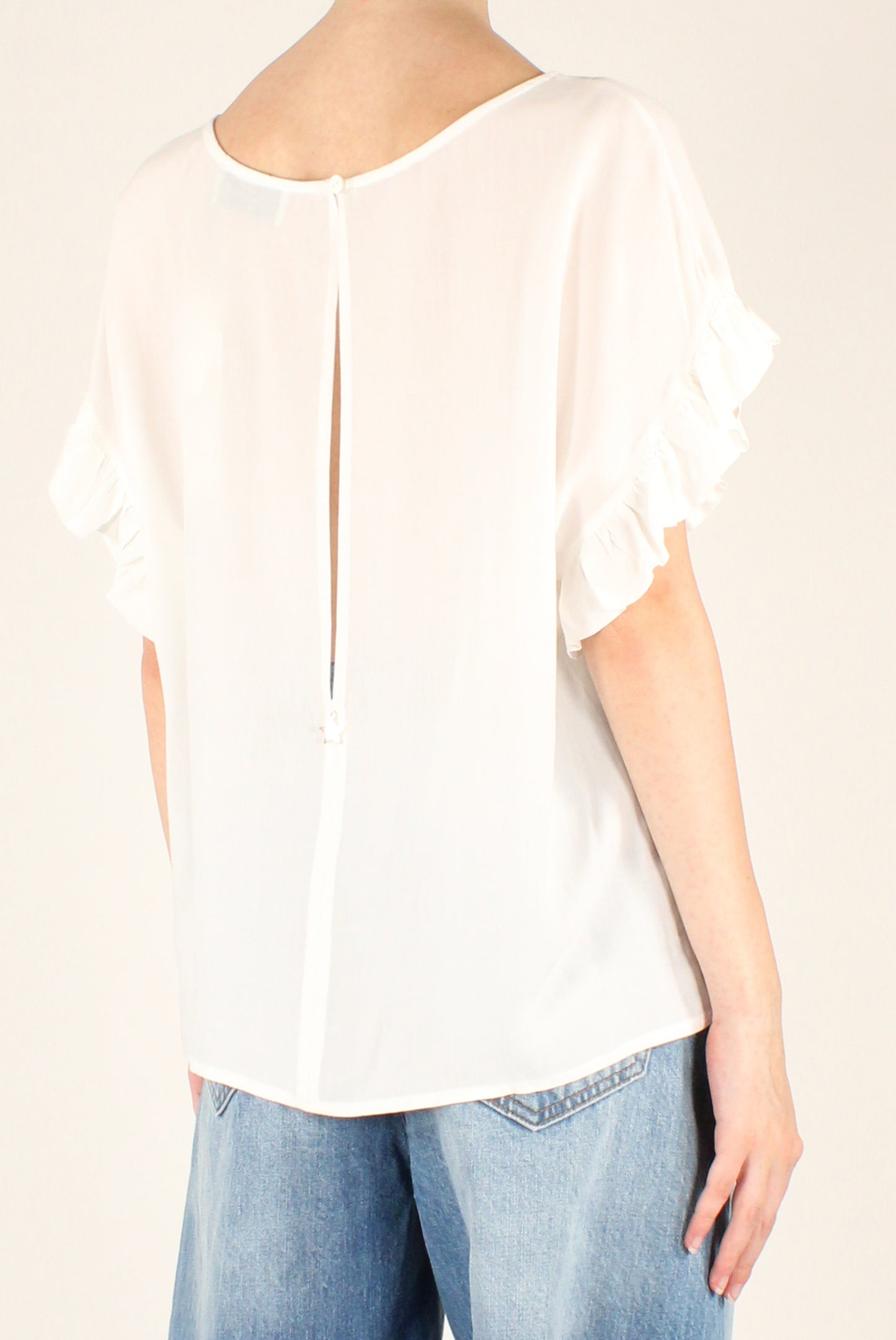 Oversized Blouse with Viscose Ruffles