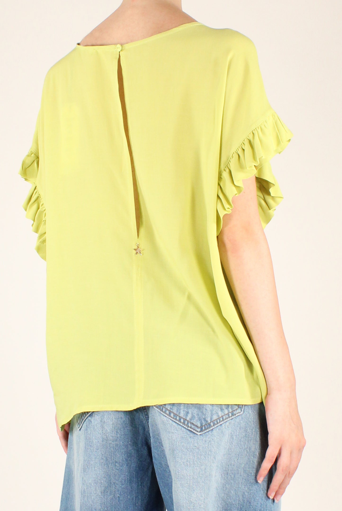 Oversized Blouse with Viscose Ruffles