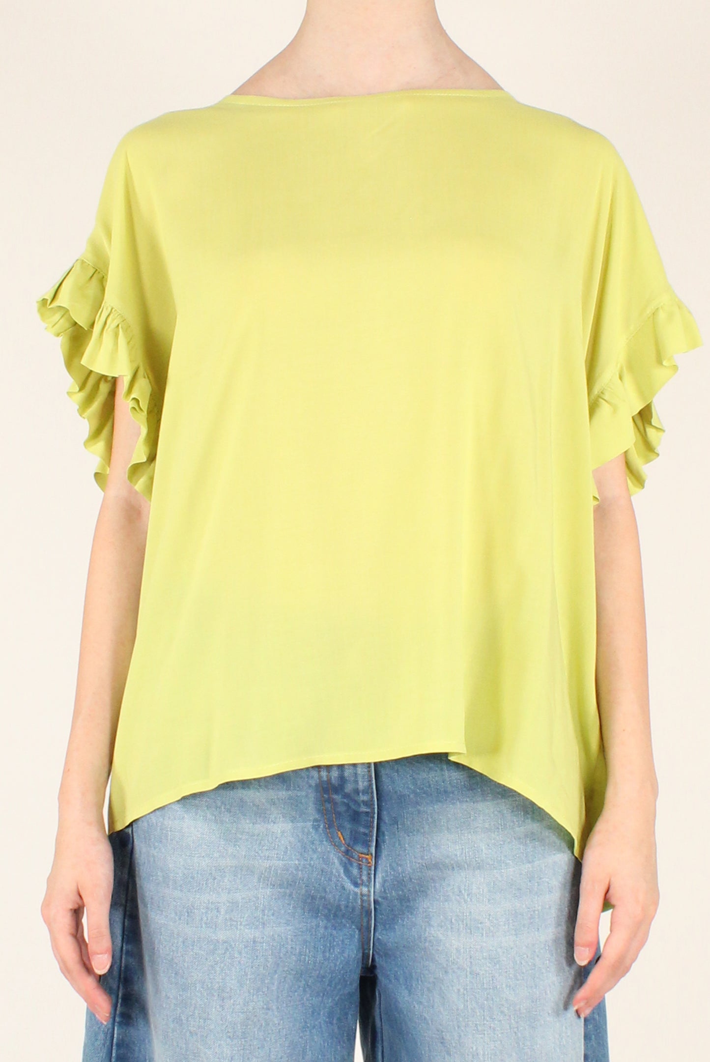 Oversized Blouse with Viscose Ruffles