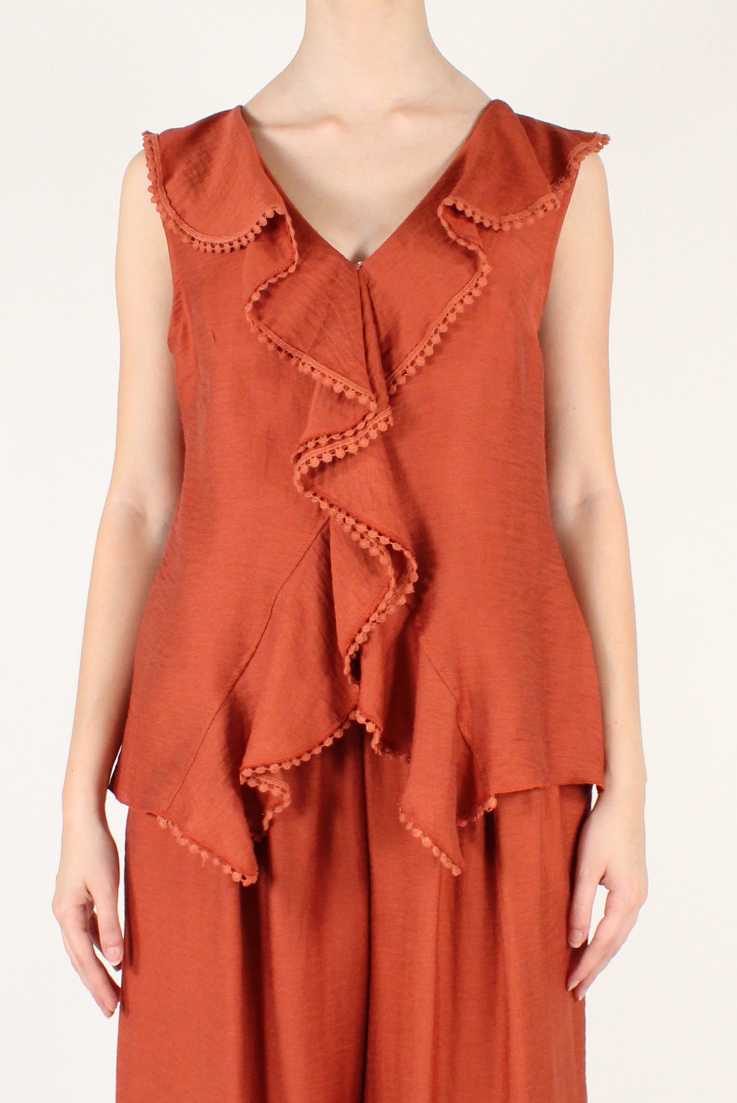 Sleeveless Top with Ruffles