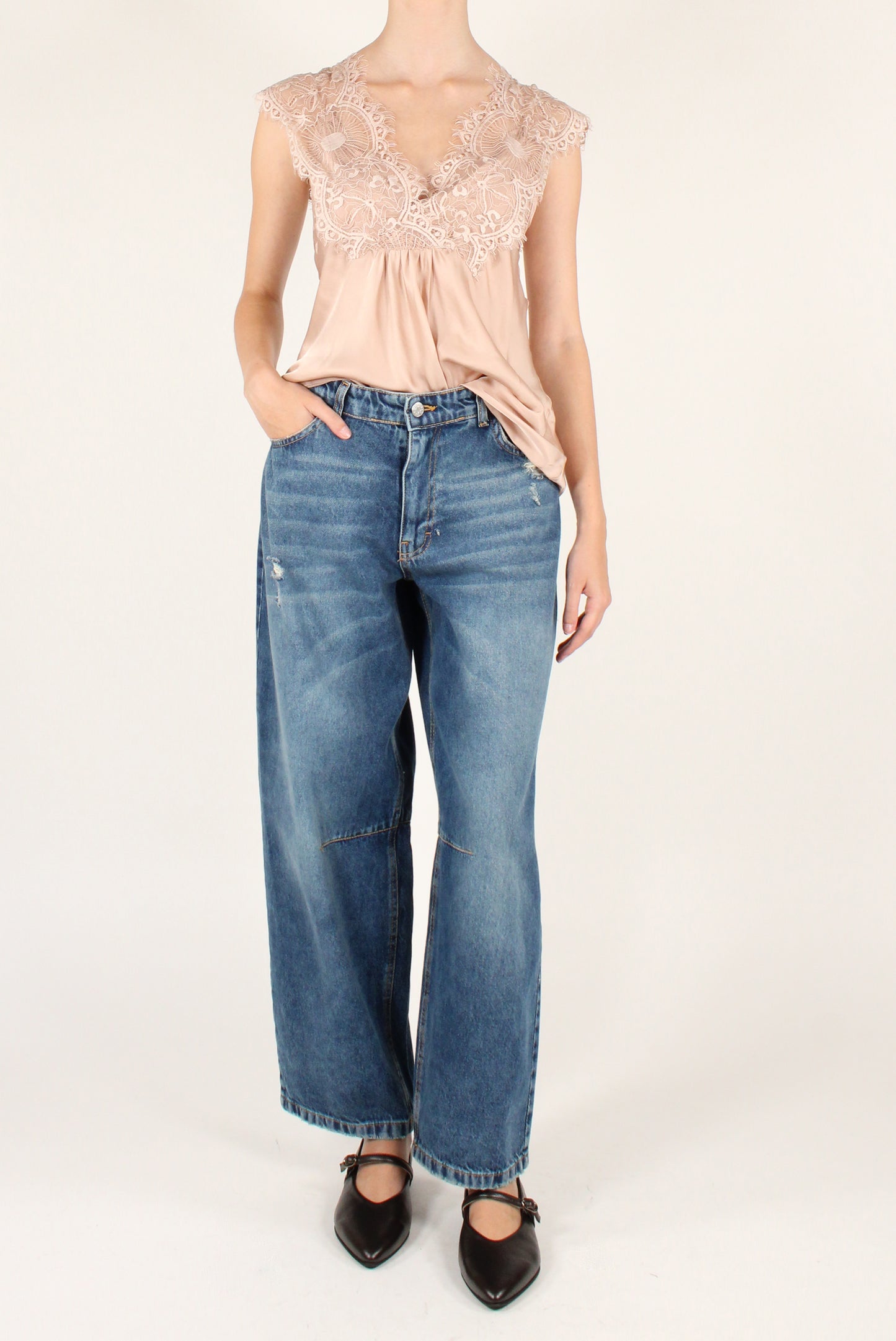 Blusa in Viscosa con Pizzo