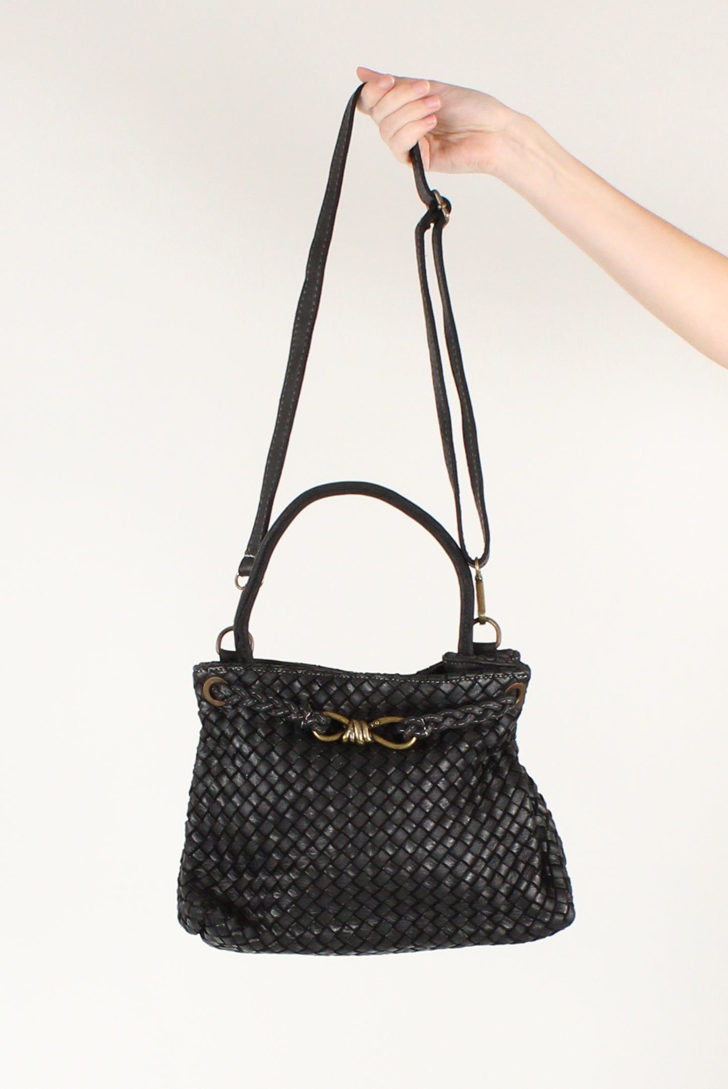 Borsa in Pelle Intrecciata Chiusura a Nodo