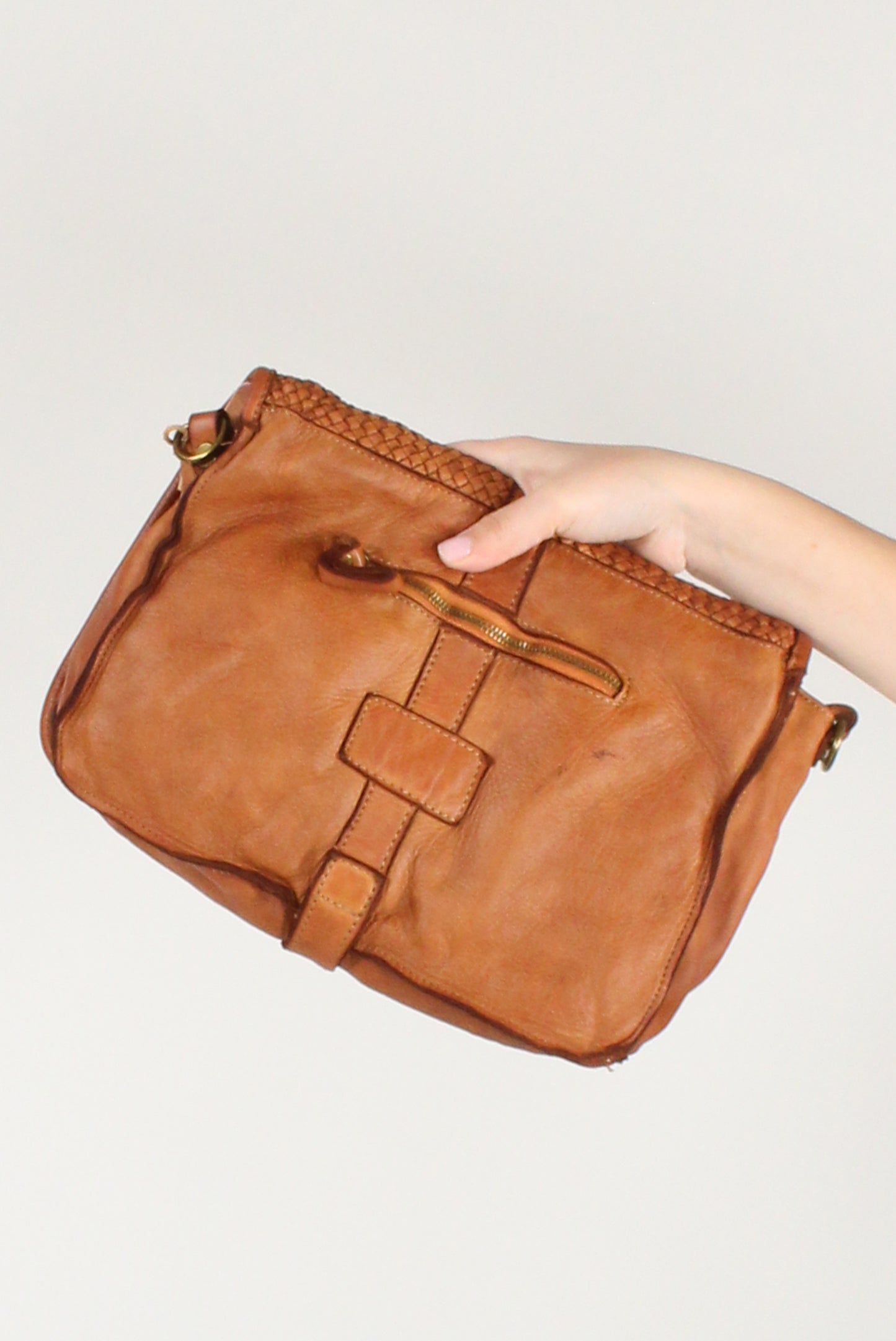 Woven Leather Flap Bag