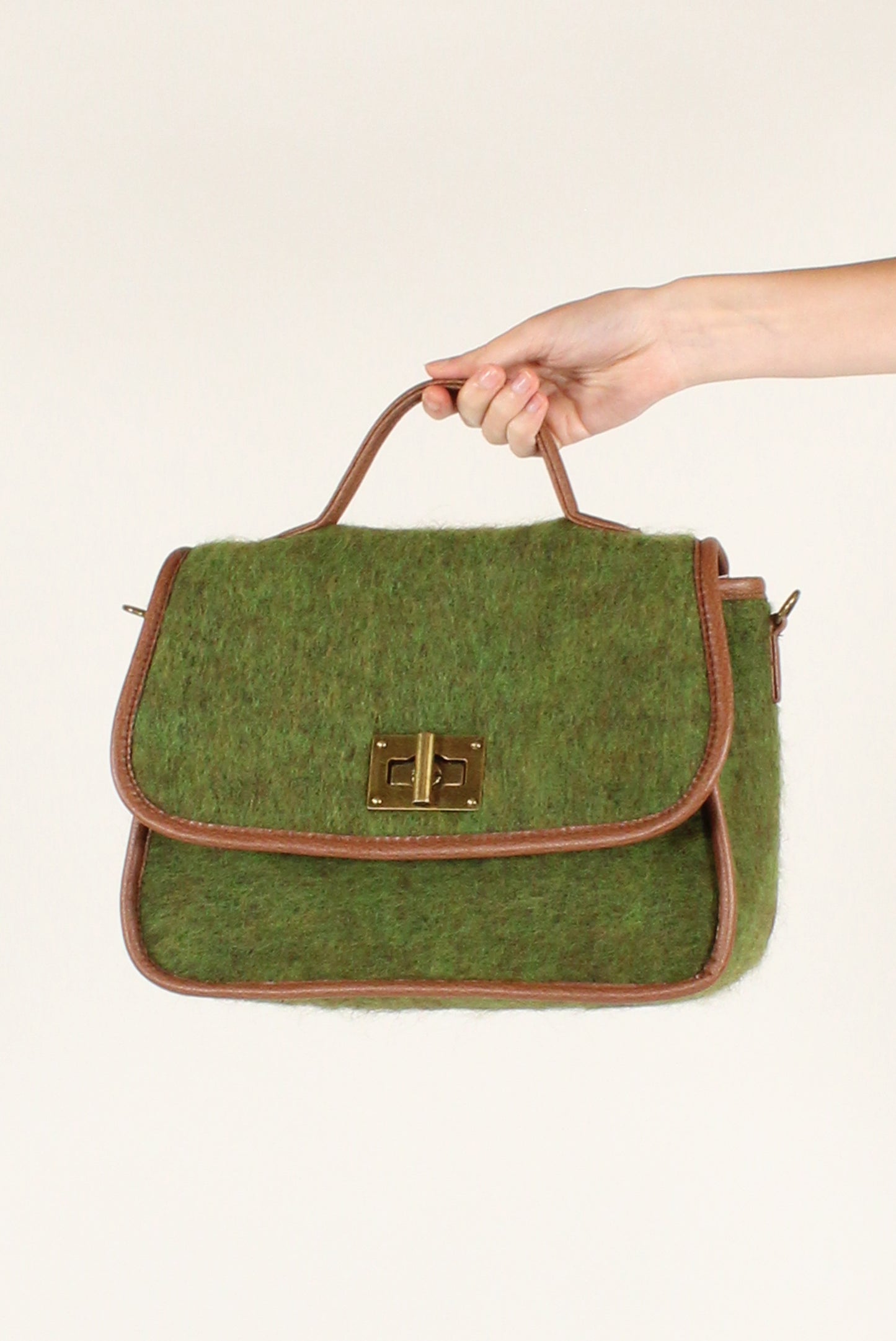 Wool Blend Satchel Bag