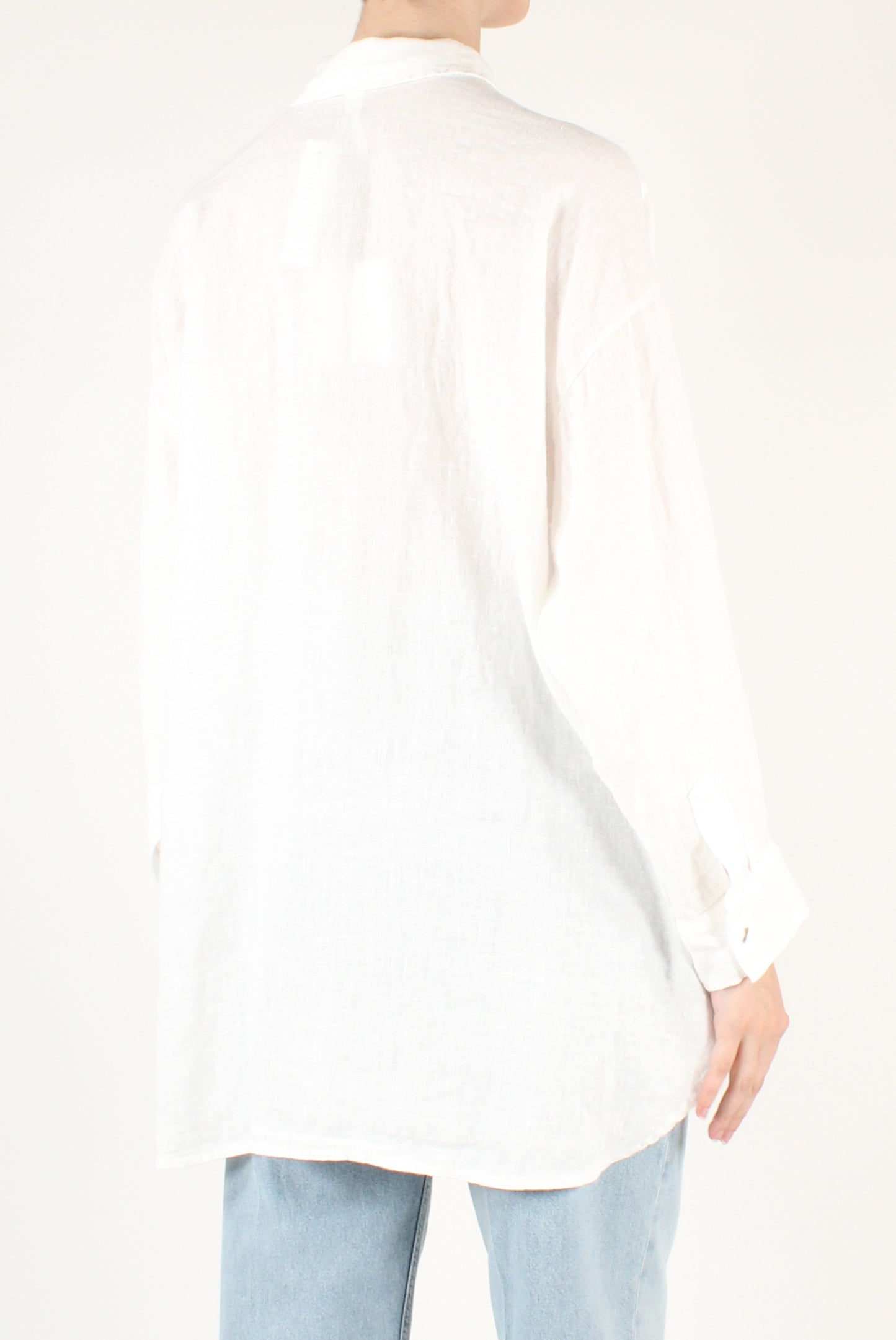 Camicia Over Lino con Spilla