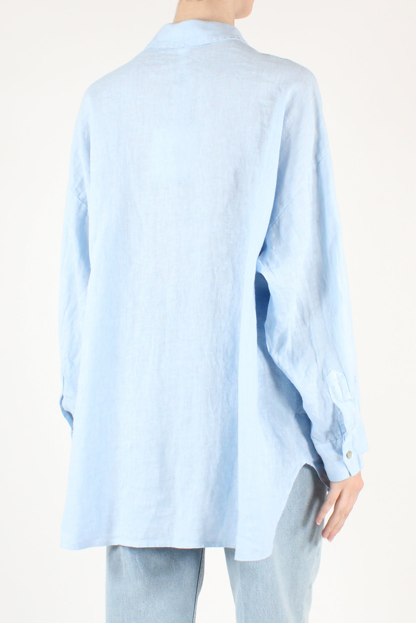 Camicia Over Lino con Spilla