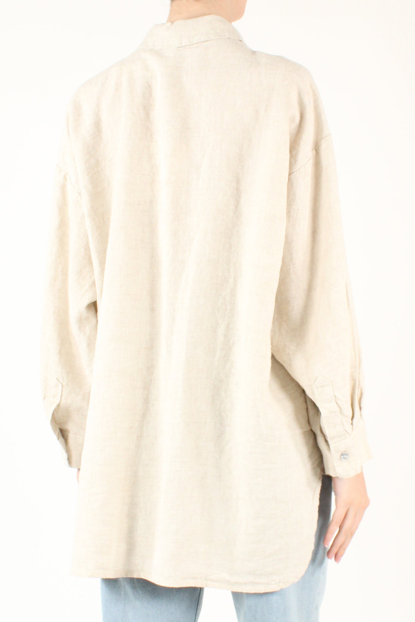 Camicia Over Lino con Spilla