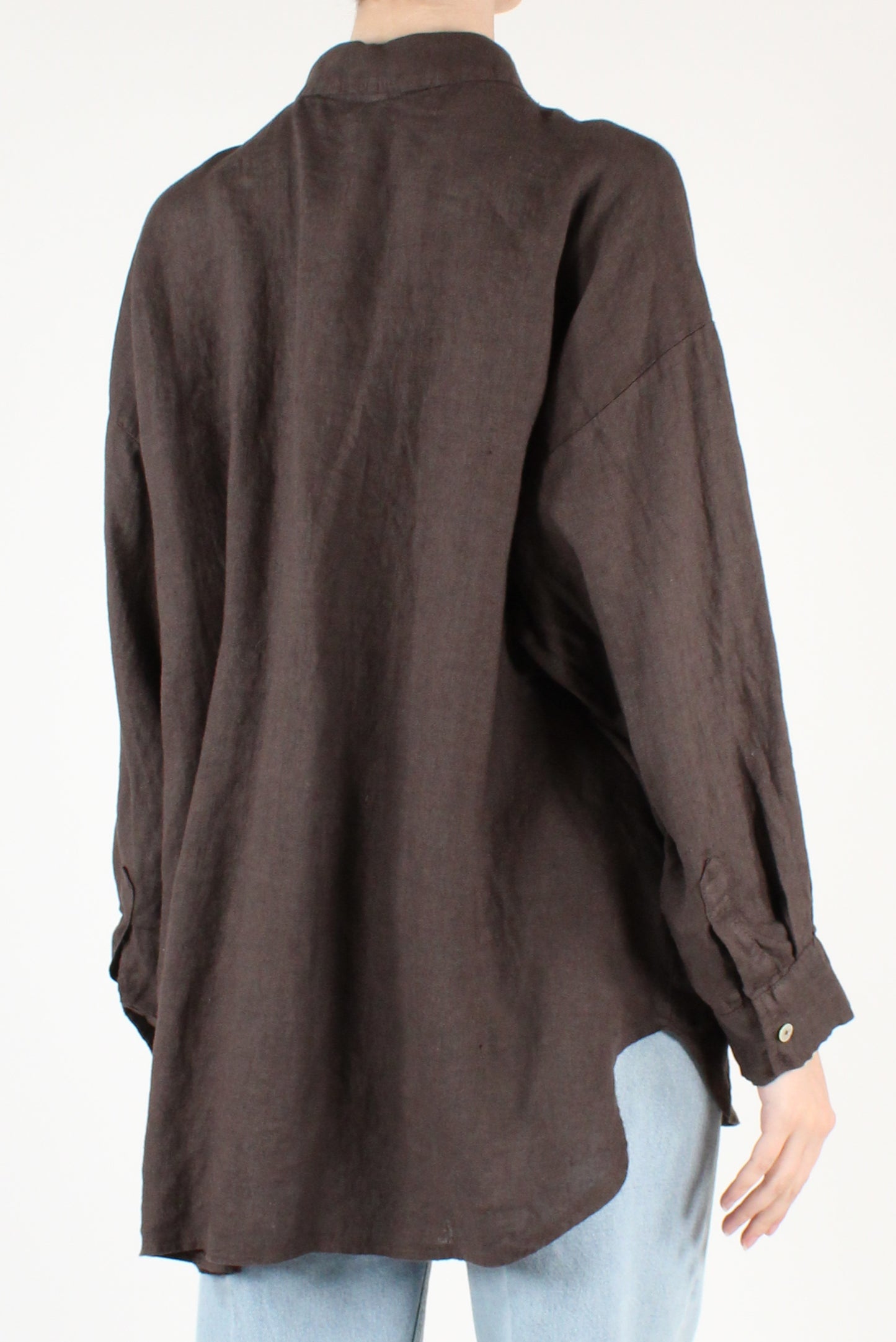 Camicia Over Lino con Spilla
