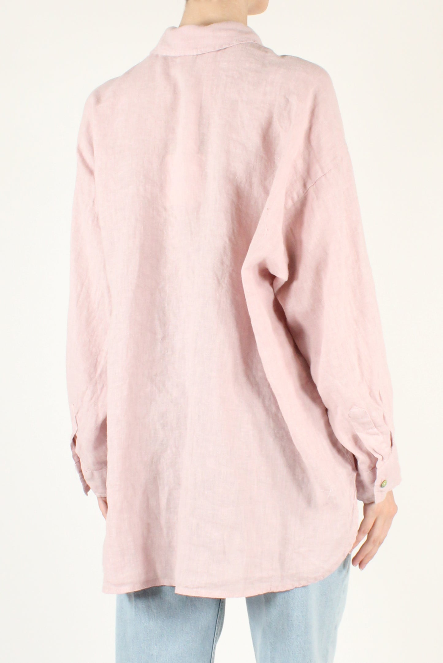 Camicia Over Lino con Spilla