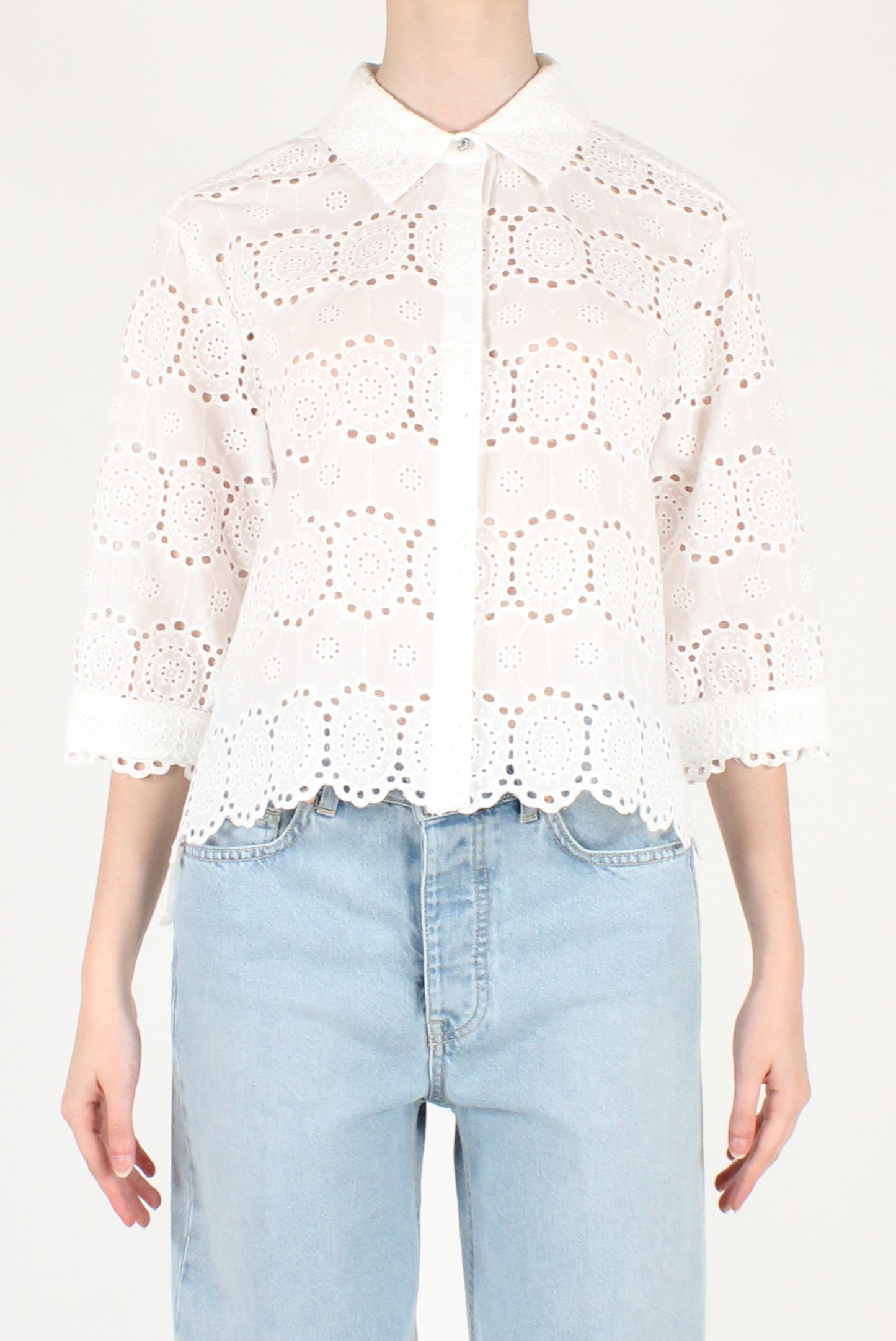 Camicia Maniche a 3/4 in Sangallo