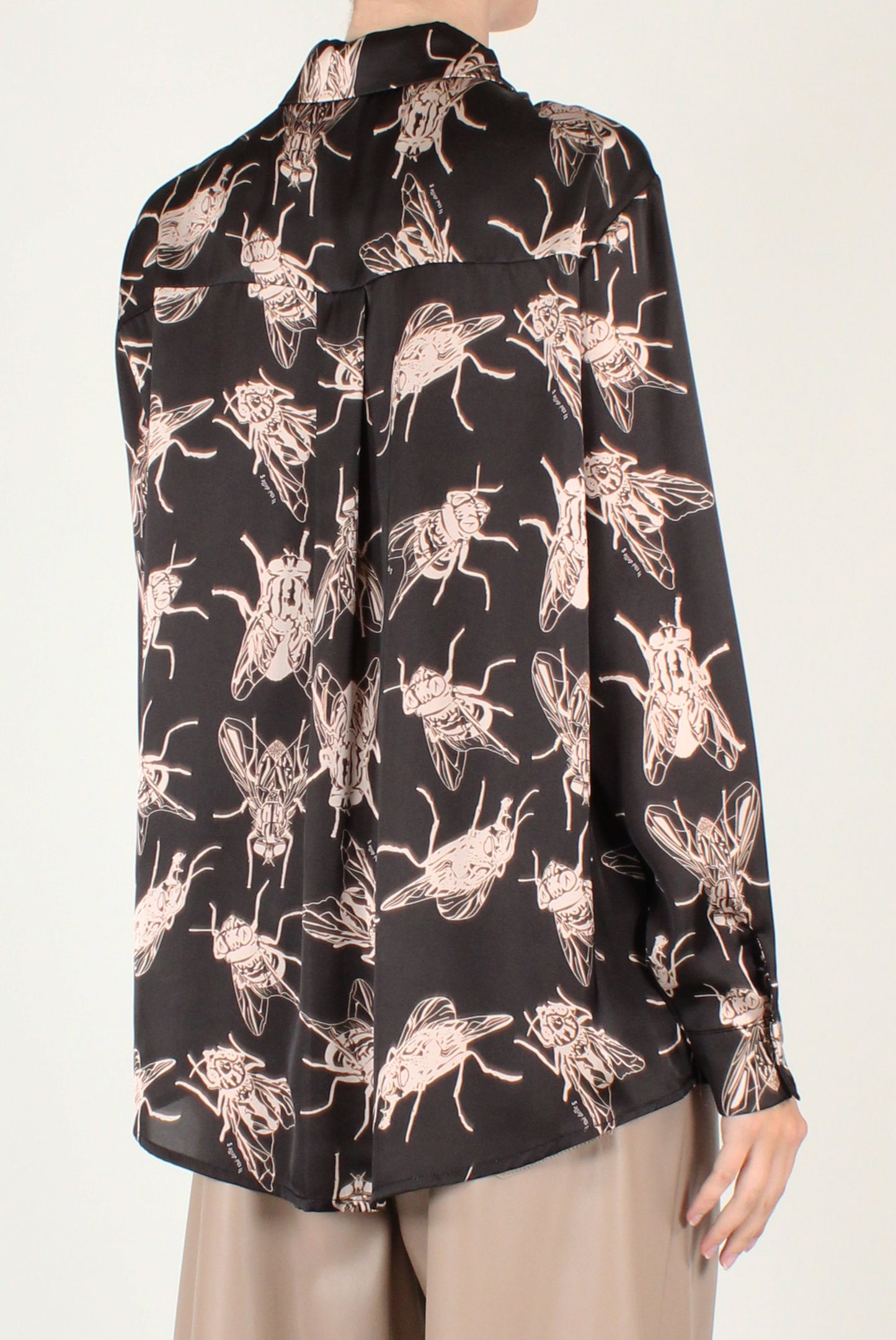 Camicia a Maniche Lunghe Stampa Mosche