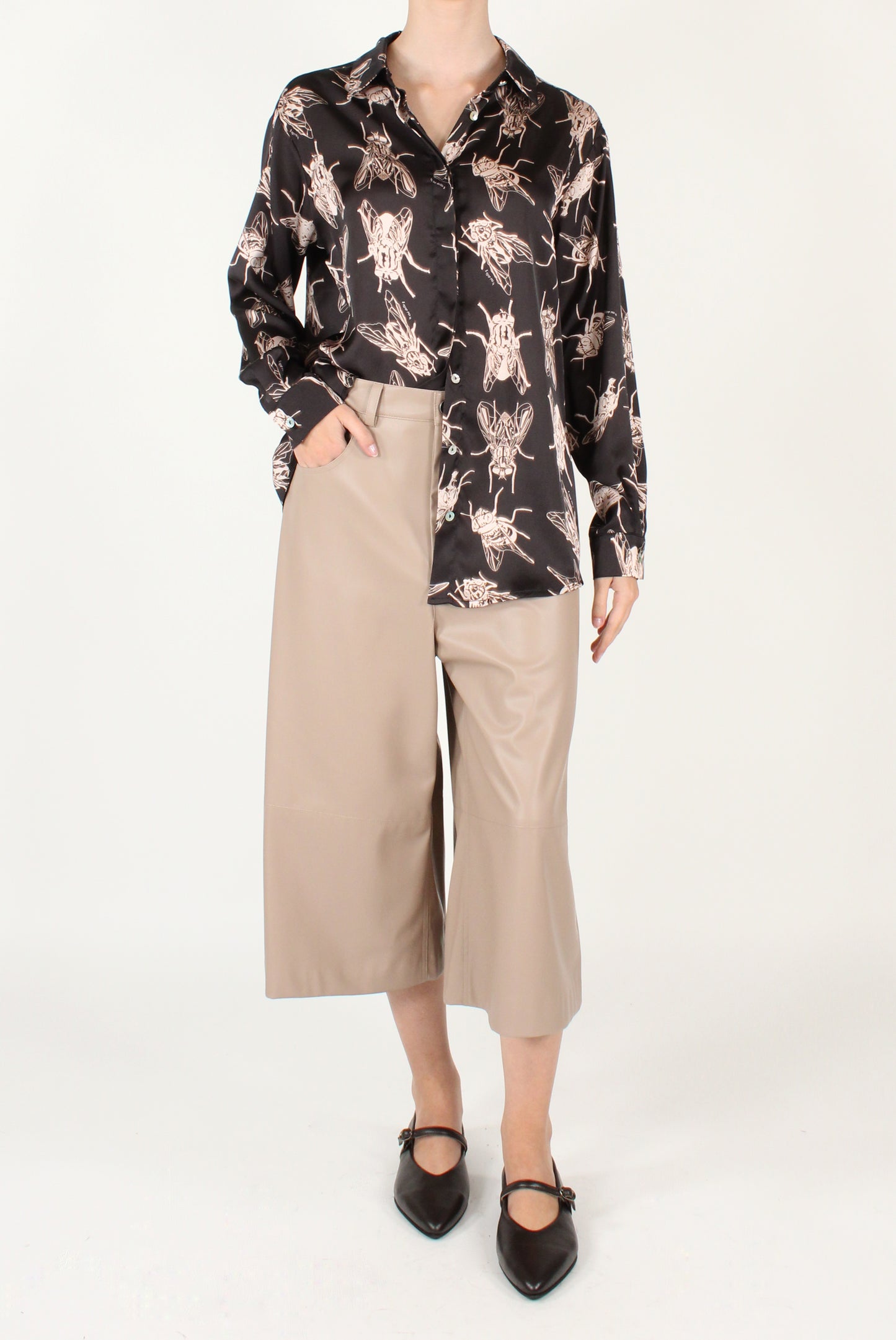 Camicia a Maniche Lunghe Stampa Mosche