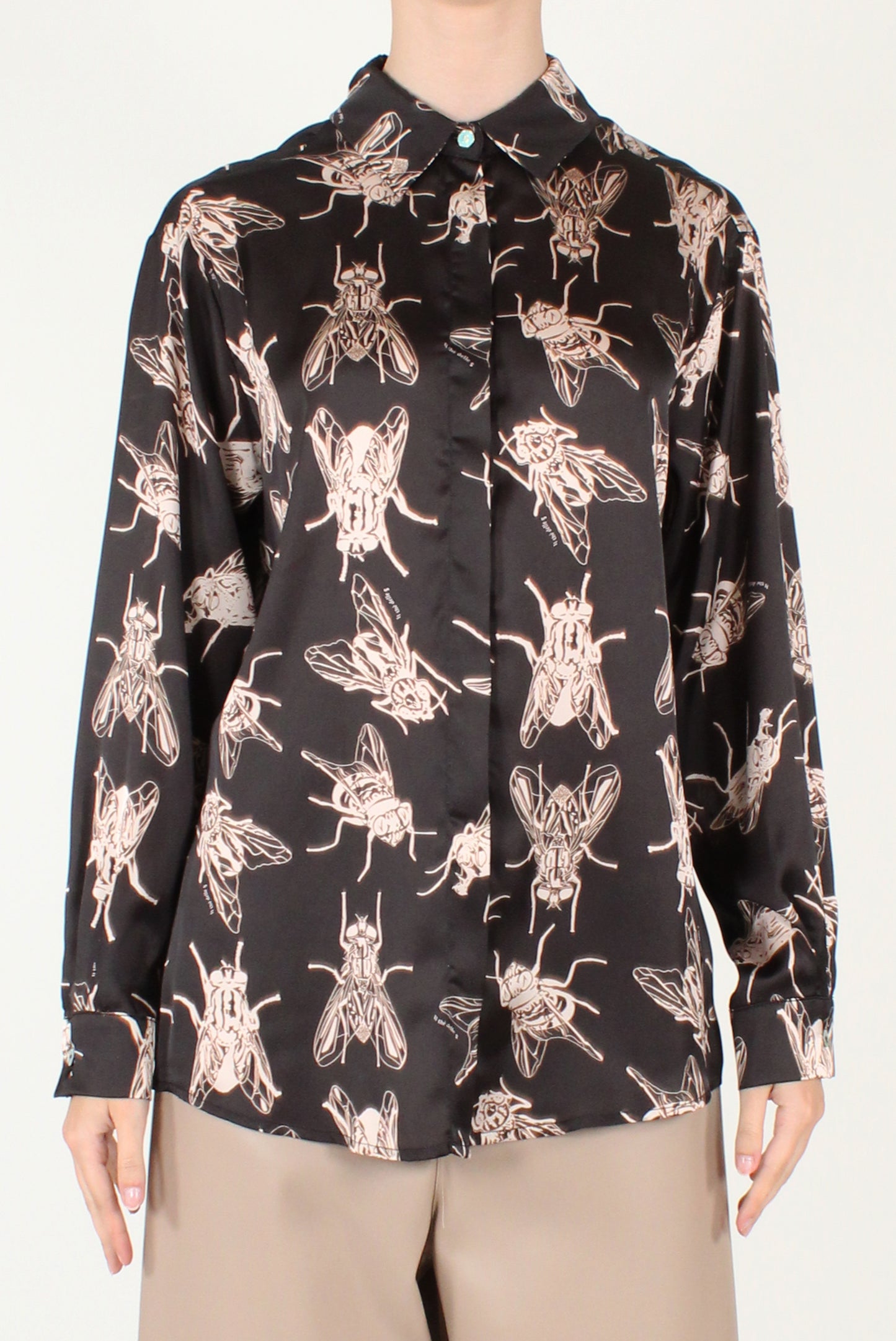 Camicia a Maniche Lunghe Stampa Mosche