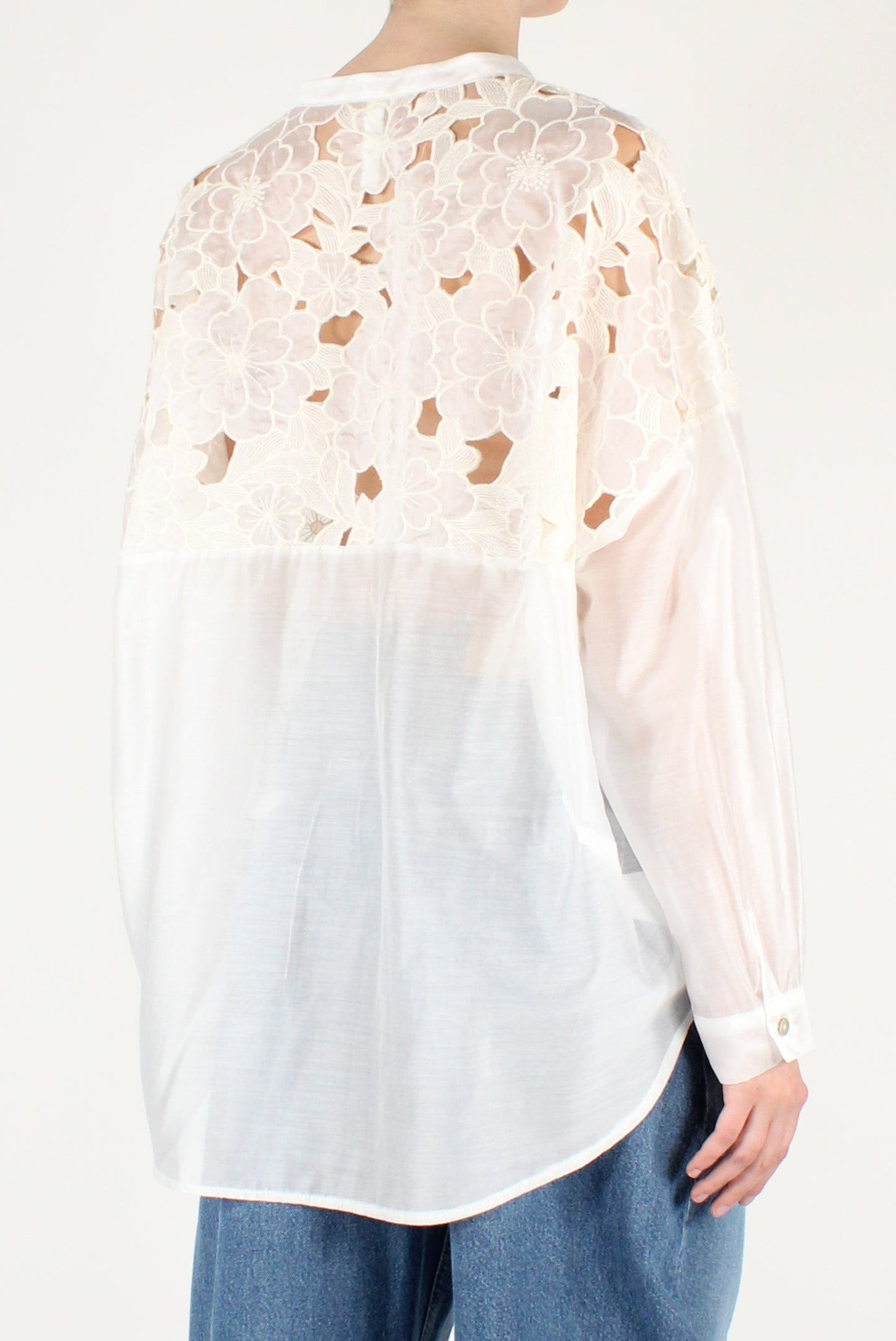 Camicia Traforata a Ricamo Floreale