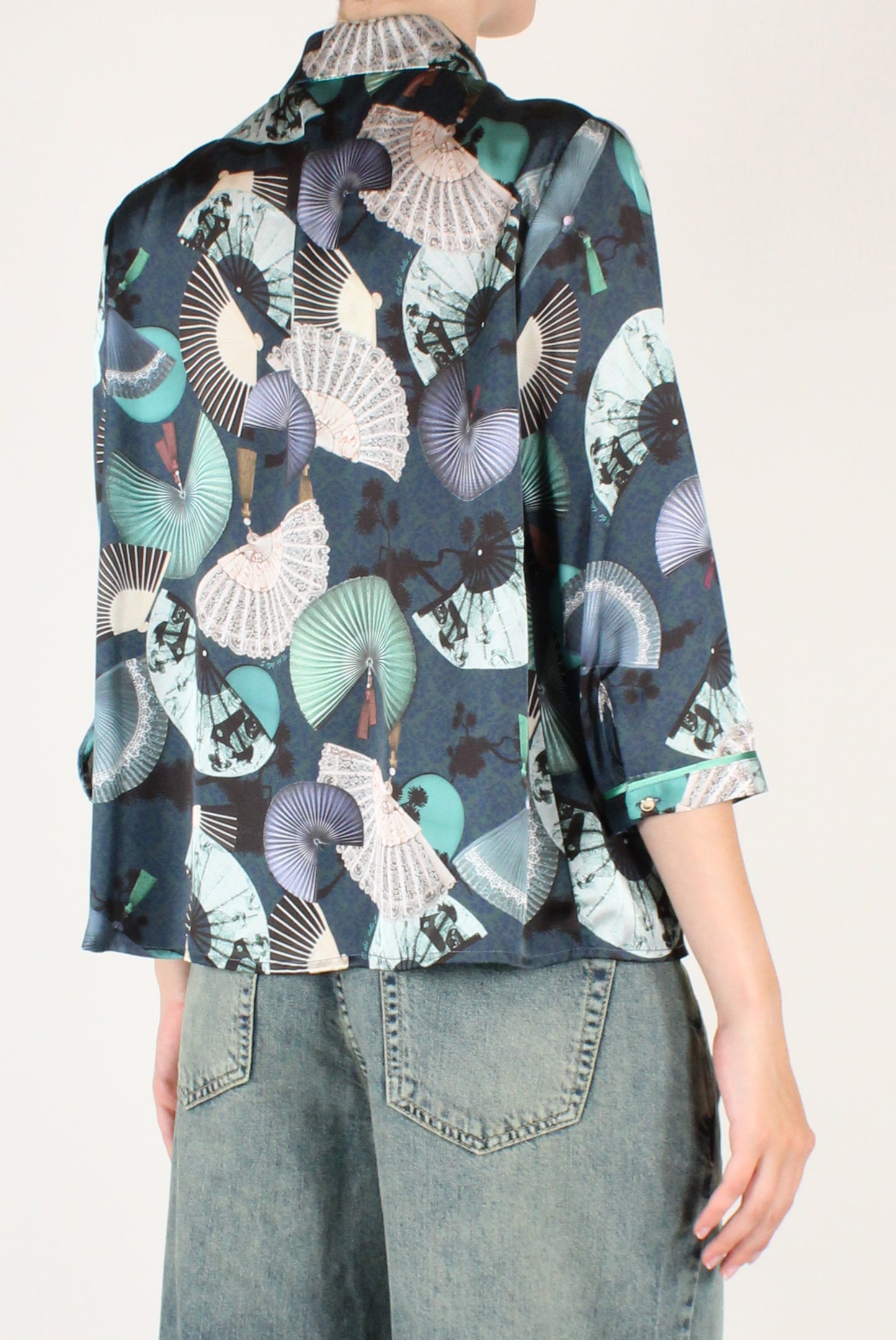 Camicia Maniche a 3/4 Stampa Ventagli
