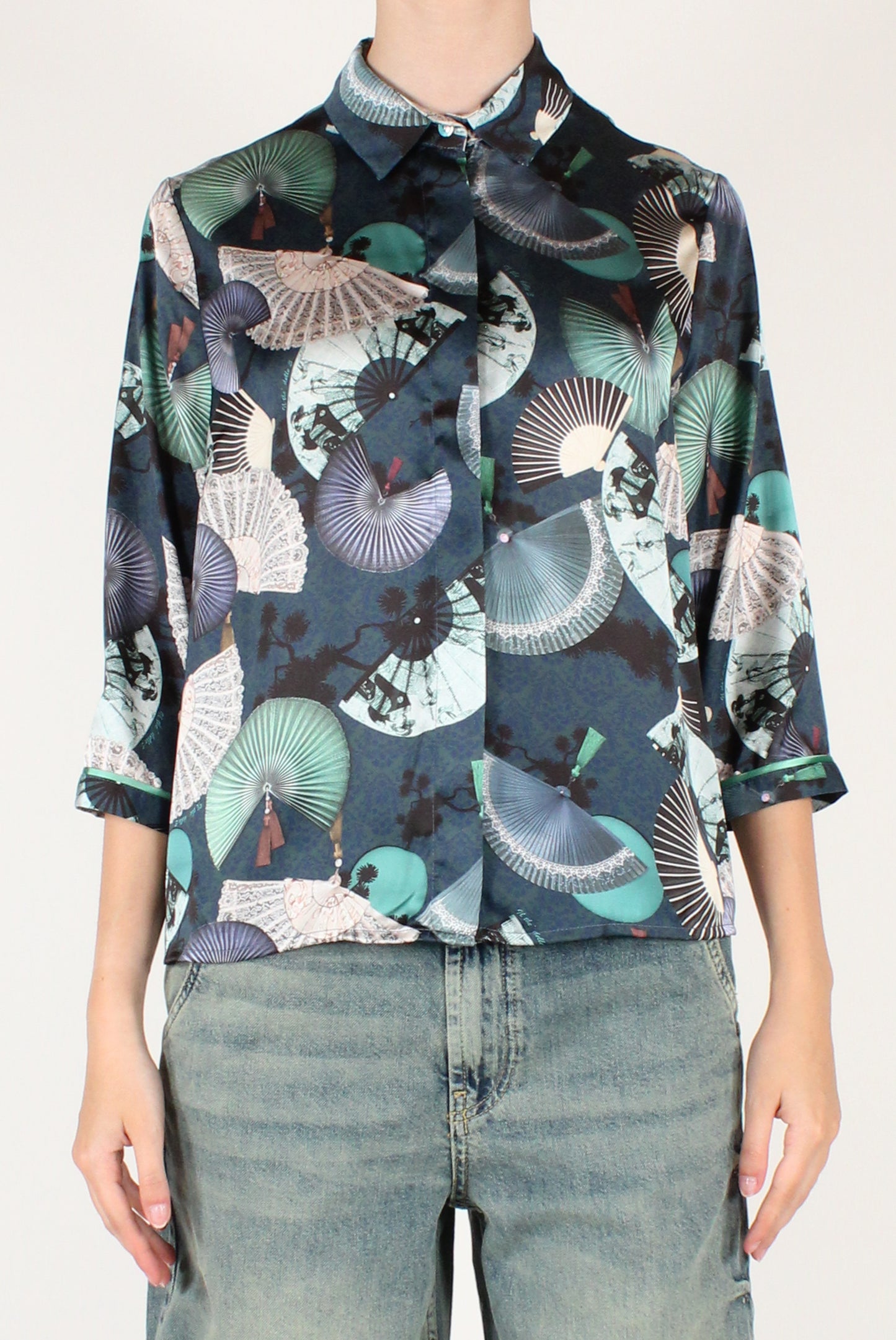 Camicia Maniche a 3/4 Stampa Ventagli